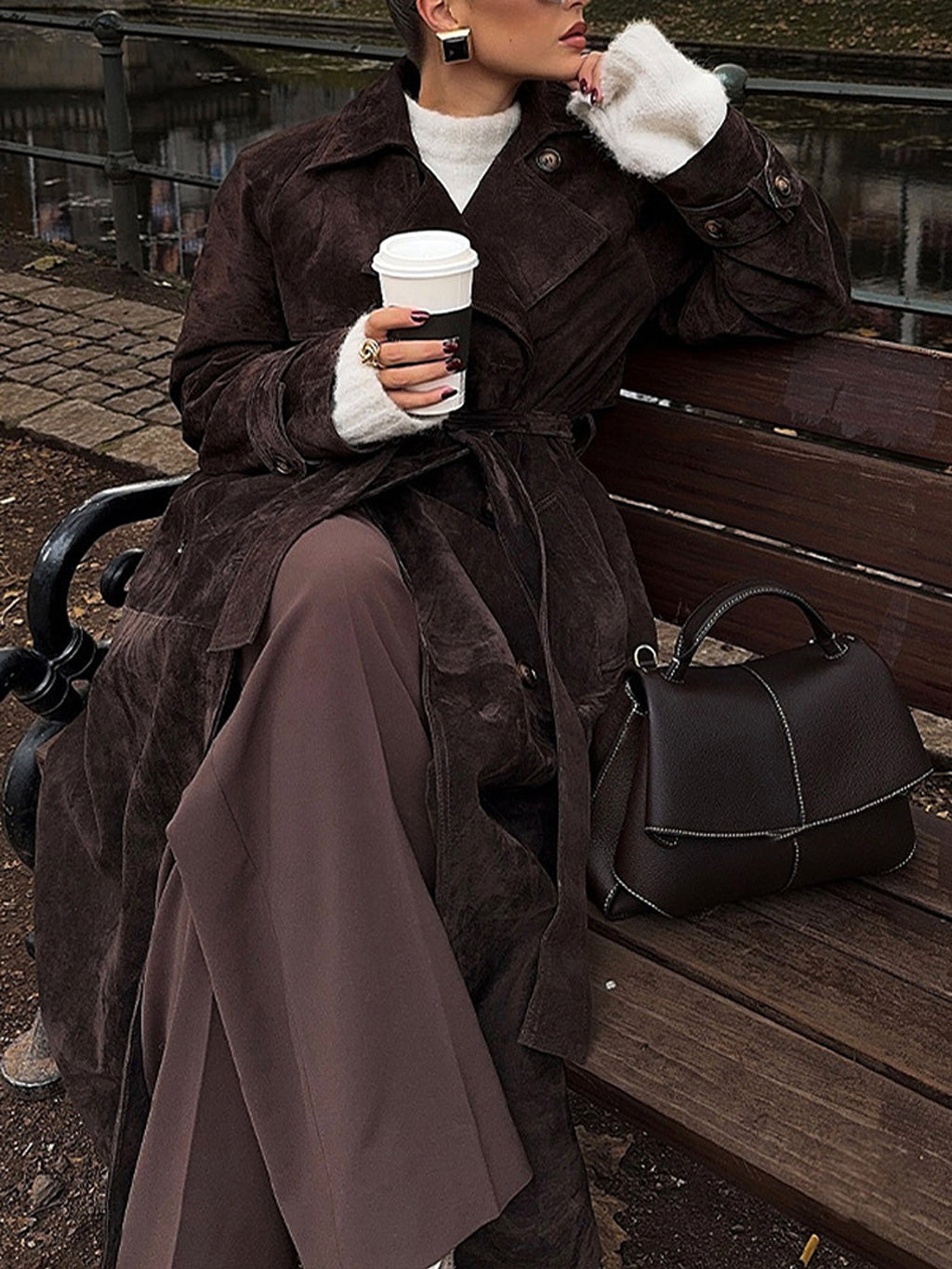 Vintage Brown Slim Coat – Haute Edition 25 - enhanced image 3
