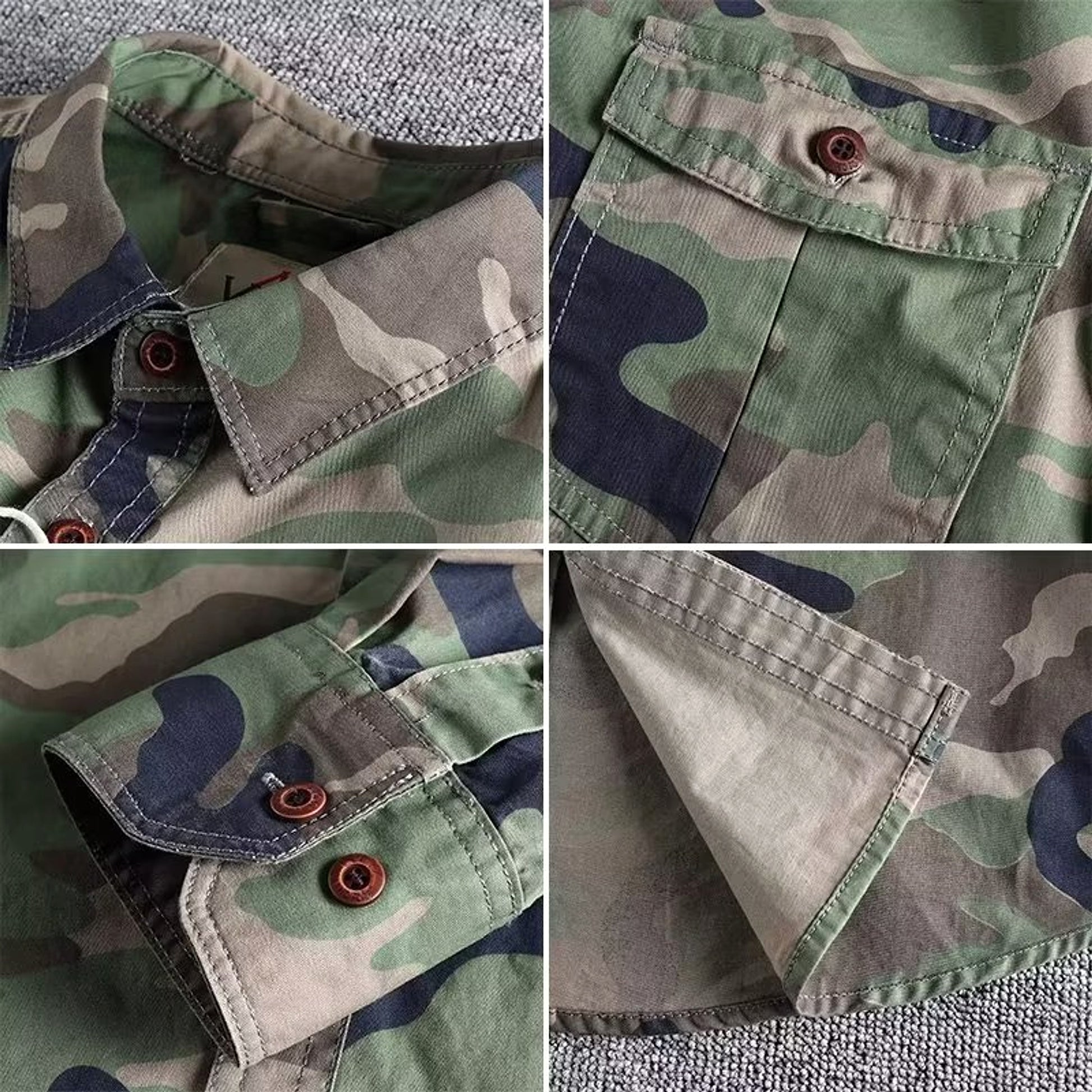 Washed Camouflage American Overalls Long Sleeve DressShirt Men - enhanced image 3