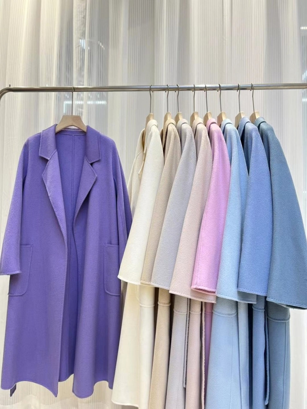 Water Ripple Cashmere Women's Long Reversible Coat – Luxury & Versatility - enhanced image 3