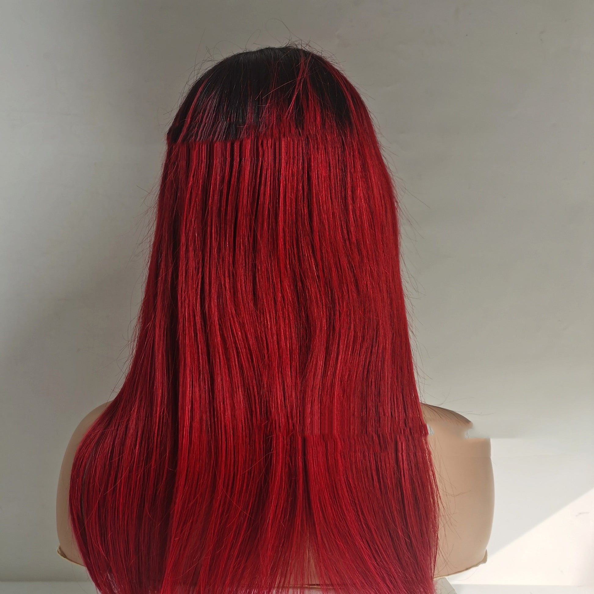 LuxeFlow Hair Real Human Hair Wig - DARK/RED - enhanced image 3