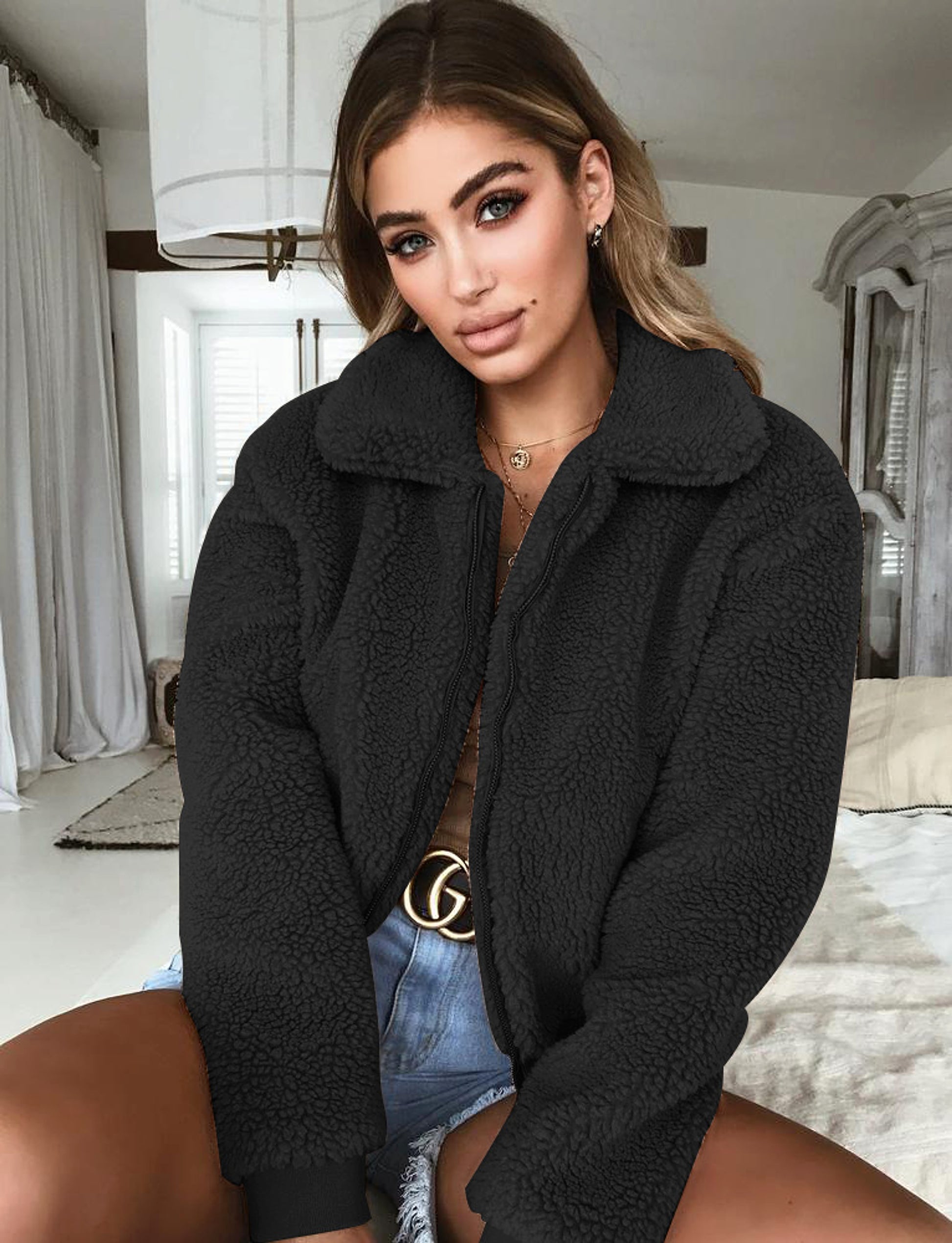 Winter Autumn Women Lapel Zipper Jacket Coat - enhanced image 3