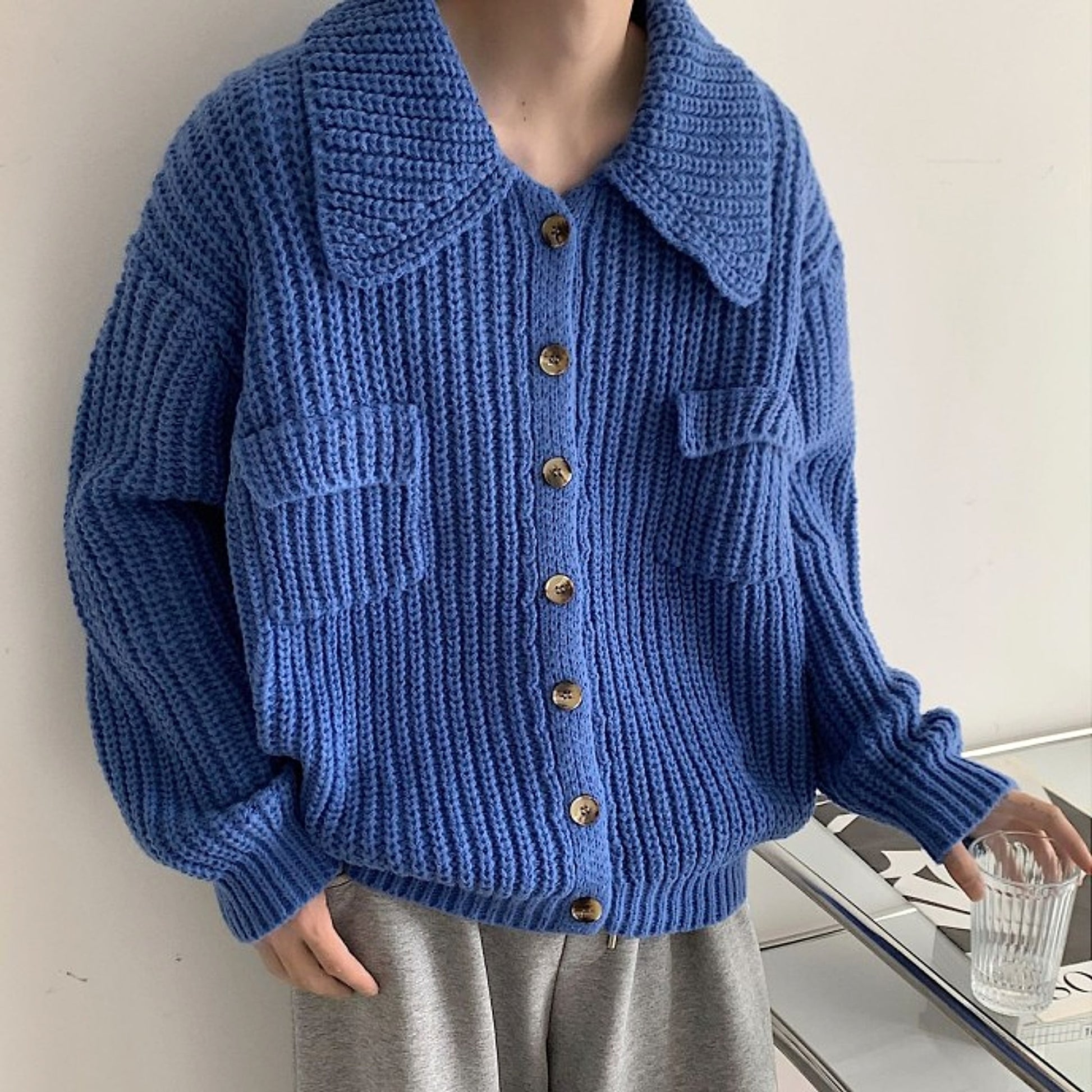 Winter Lapel Sweater Single-breasted Men's Loose Cardigan - enhanced image 3