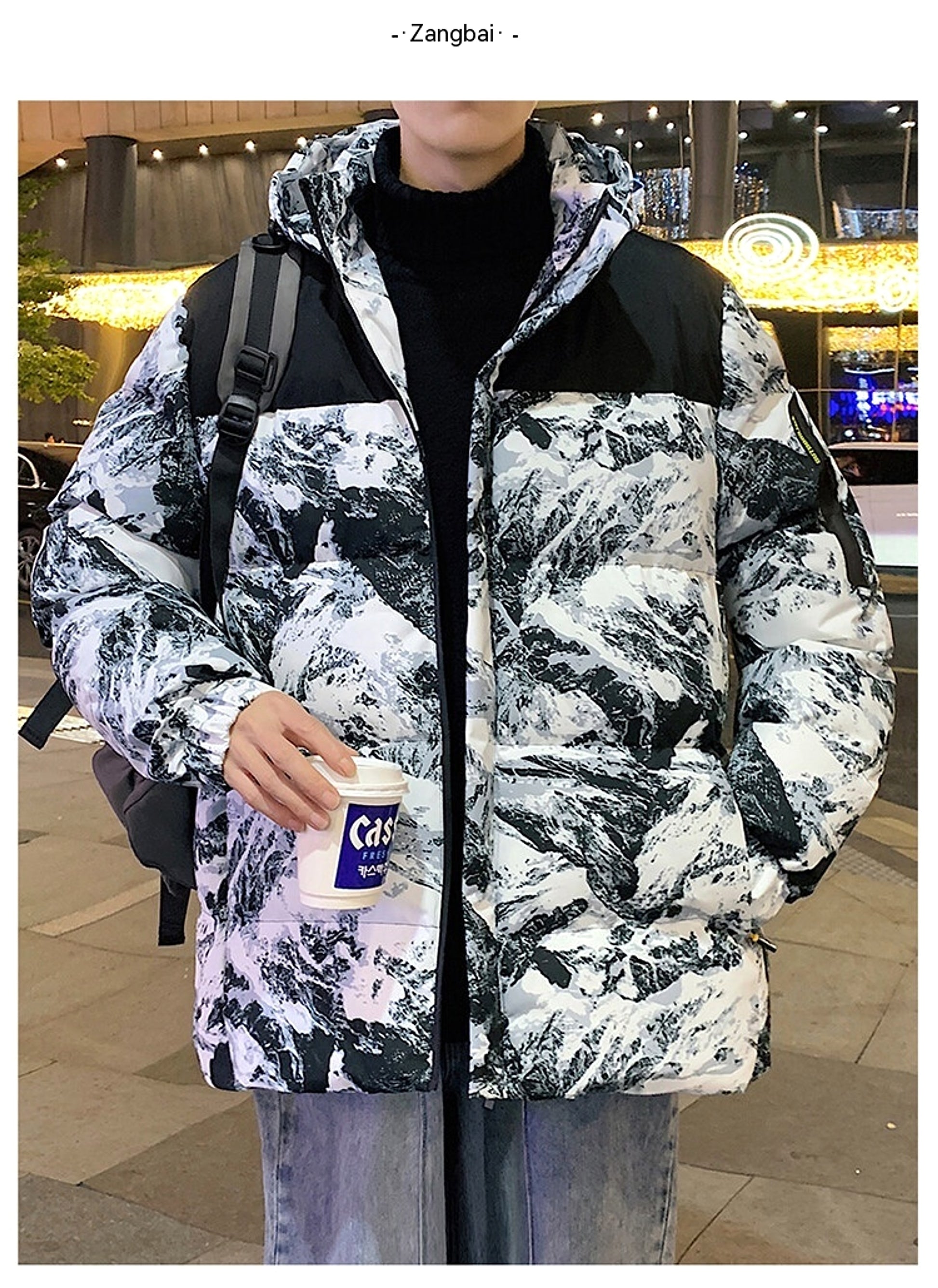 Winter Men's Camouflage Hooded Down Cotton Jacket - enhanced image 3