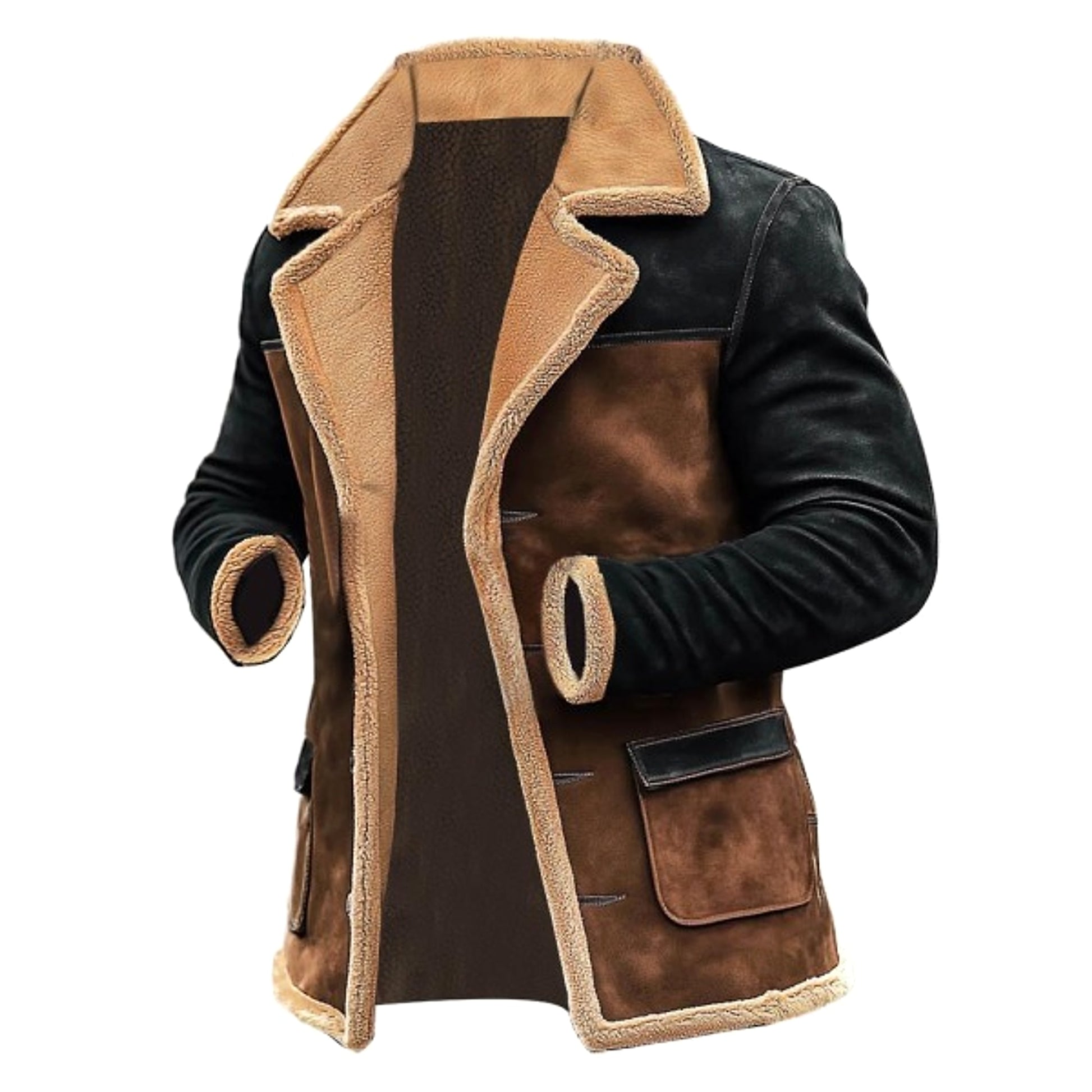 Winter Men's Vintage Suede Color Matching Casual Jacket - enhanced image 3