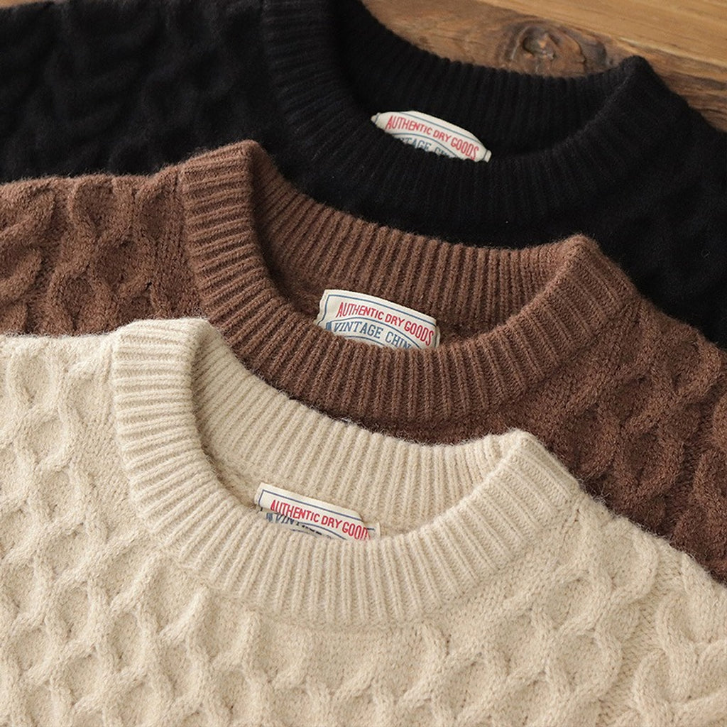 Winter Thickened Knitting Retro Lantern Sleeve Plus Size Loose Casual Sweater - enhanced image 3