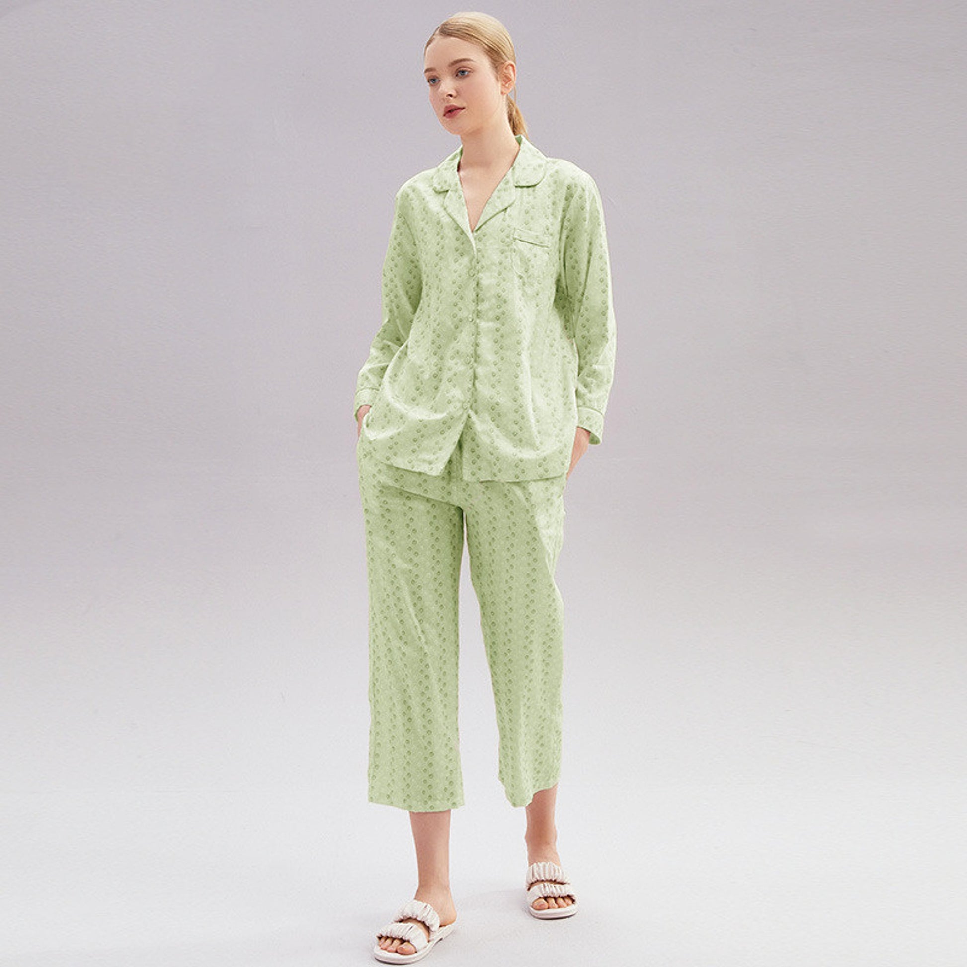 Women's Cotton Pajamas Spring Long-sleeved Homewear Thin New - enhanced image 3