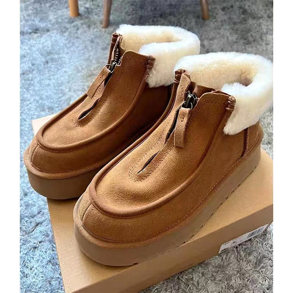 Women's Fashion Front Zipper Wool Boots - enhanced image 3