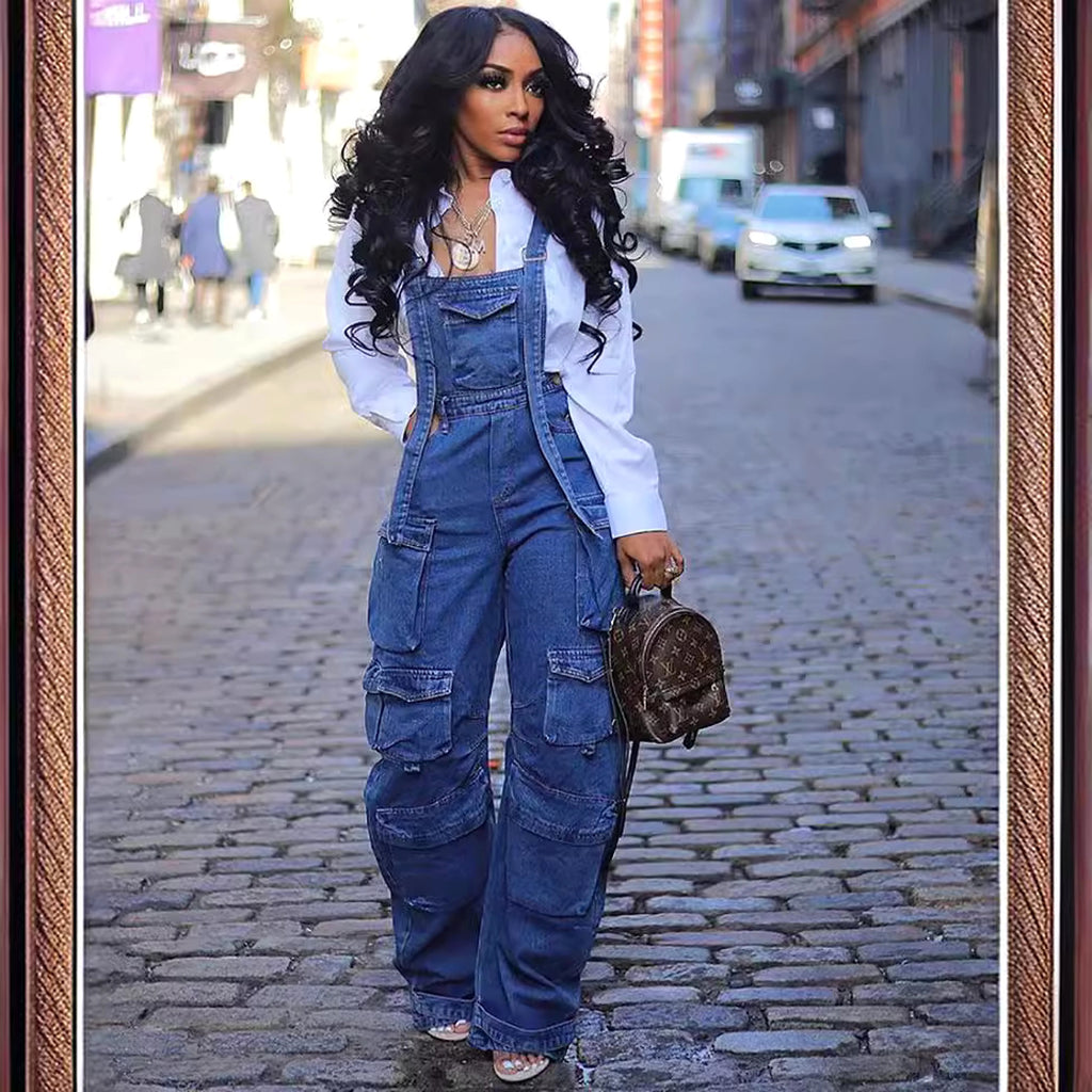 Women's Fashion Loose Denim Jumpsuit - enhanced image 3