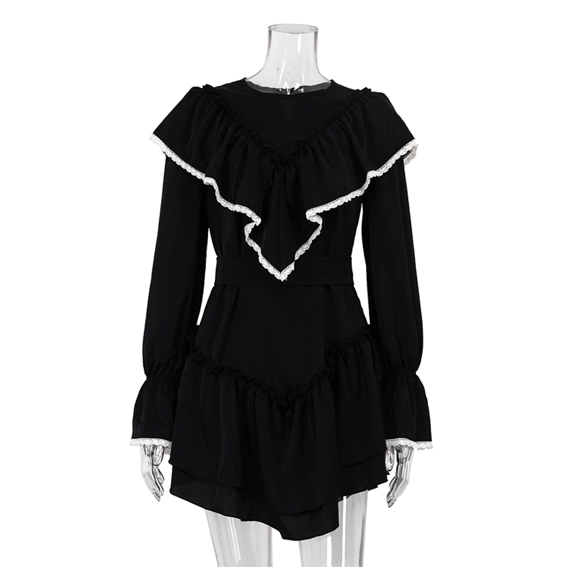 Women's Graceful And Fashionable Bell Sleeve Ruffle Dress - enhanced image 3