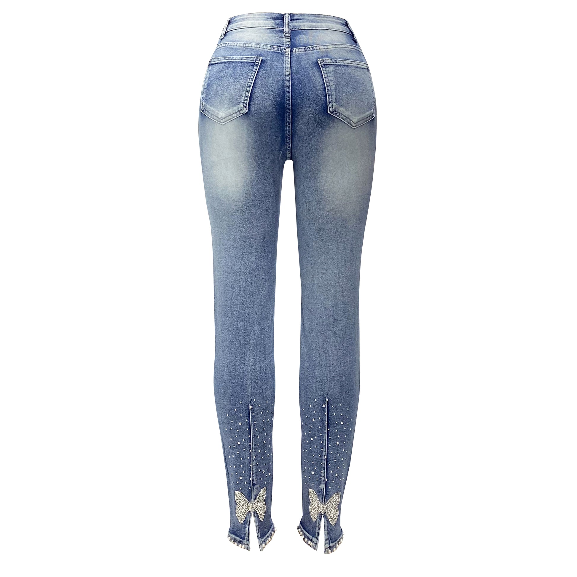 Women's Jeans European And American Trendy High Waist Beaded Skinny Tappered Pants - enhanced image 3