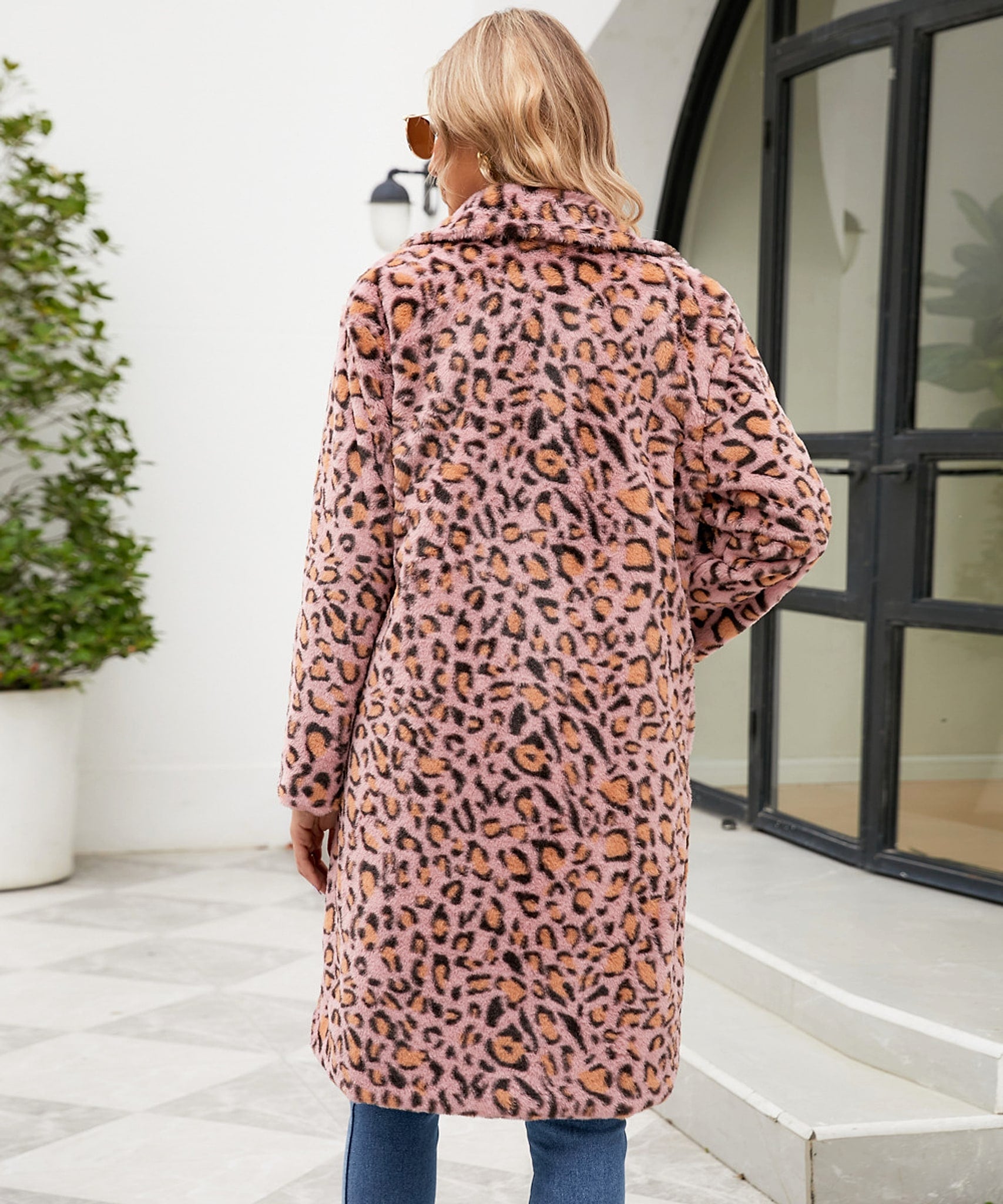 Women's Leopard Print Imitation Fur Plush Lapel Coat - enhanced image 3