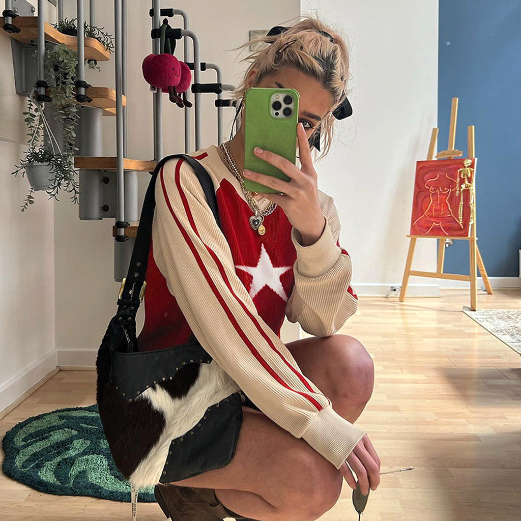 Women's Loose Top Striped Woolen Sweater - enhanced image 3