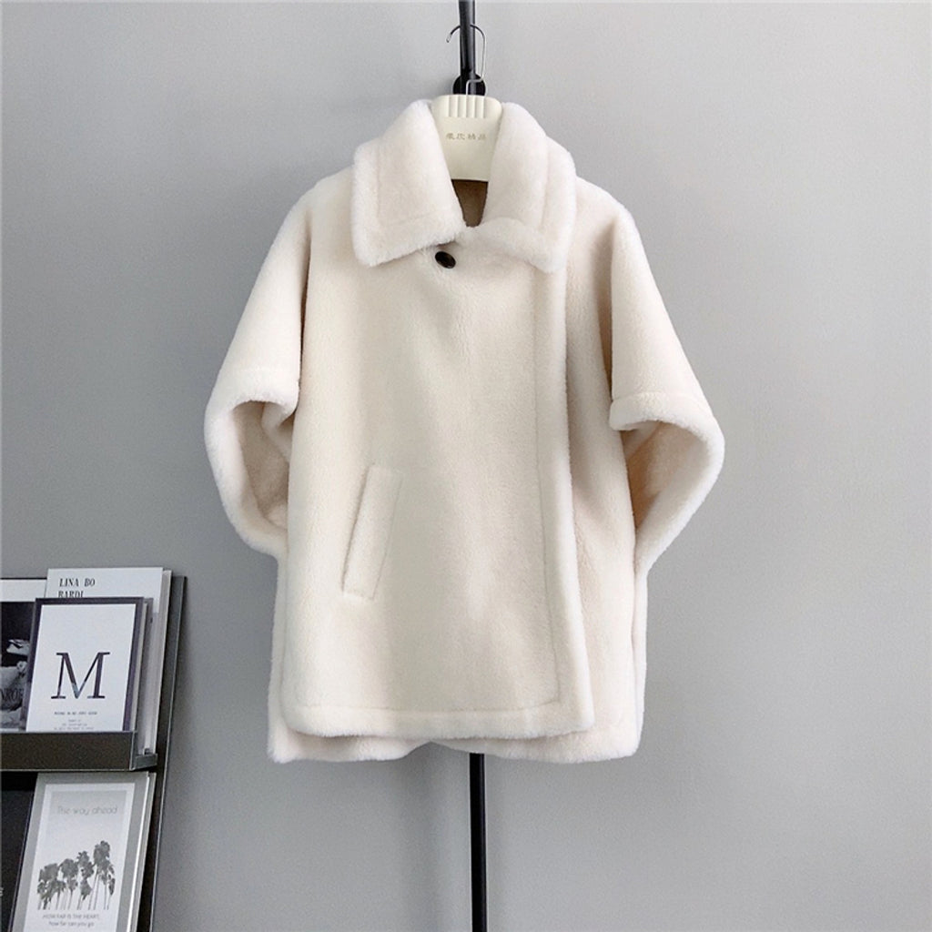 Women's Mid-length Loose Batwing Sleeve Lamb - enhanced image 3