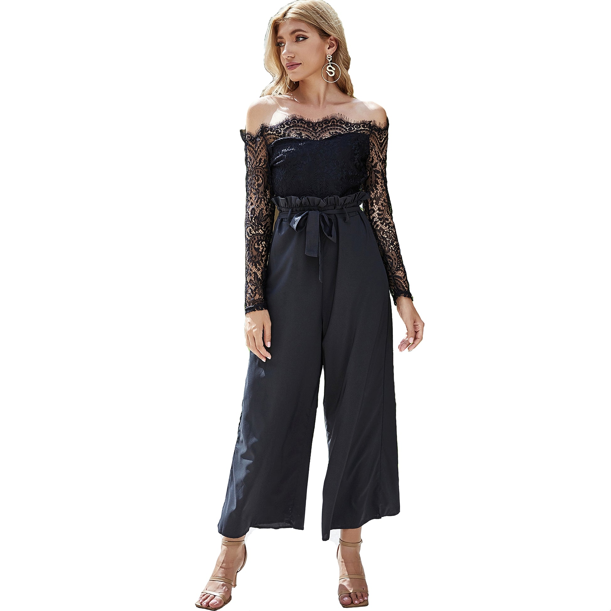 Women's Off-neck Wide-leg Jumpsuit - enhanced image 3