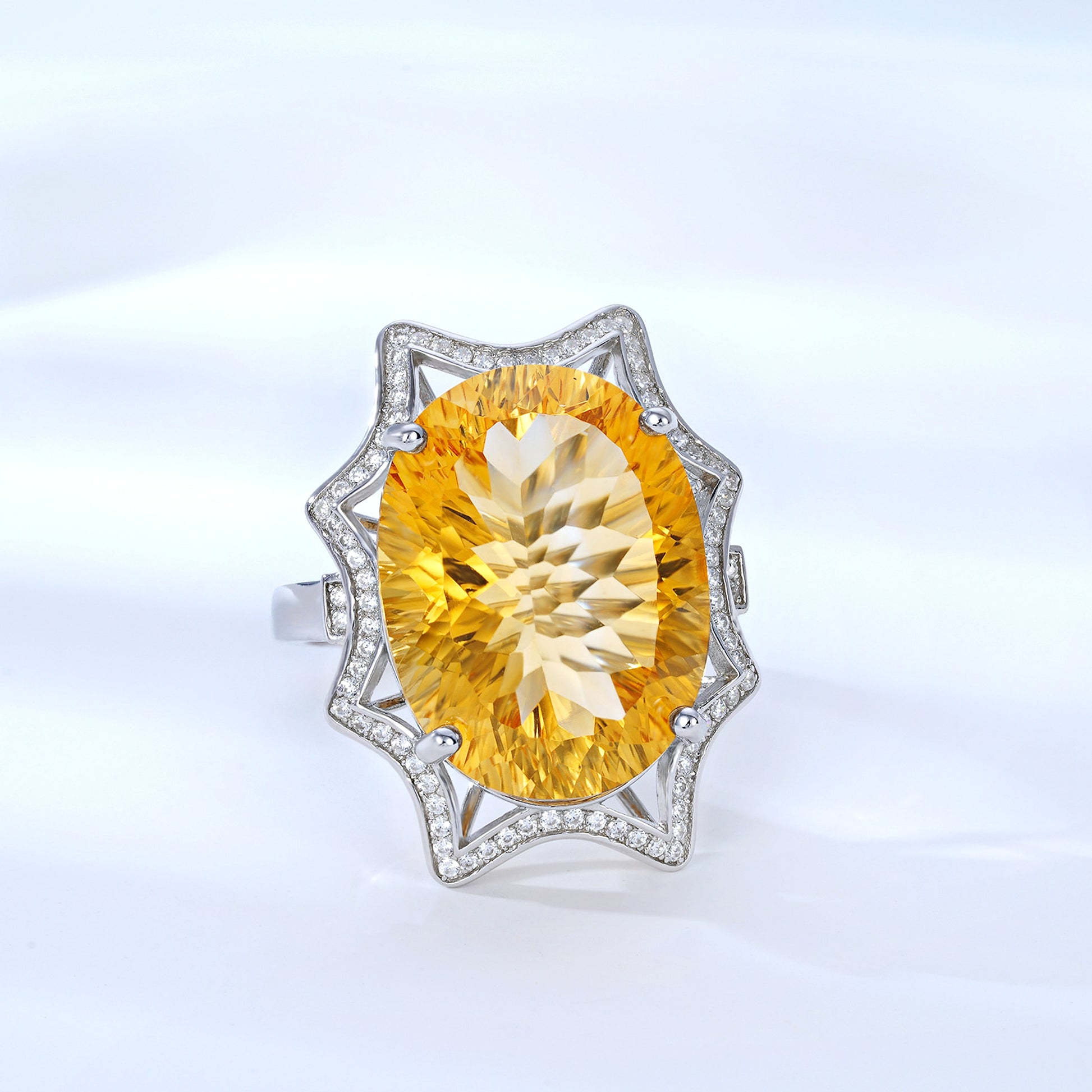 Women's Simple And Natural Large Citrine Ring - enhanced image 3