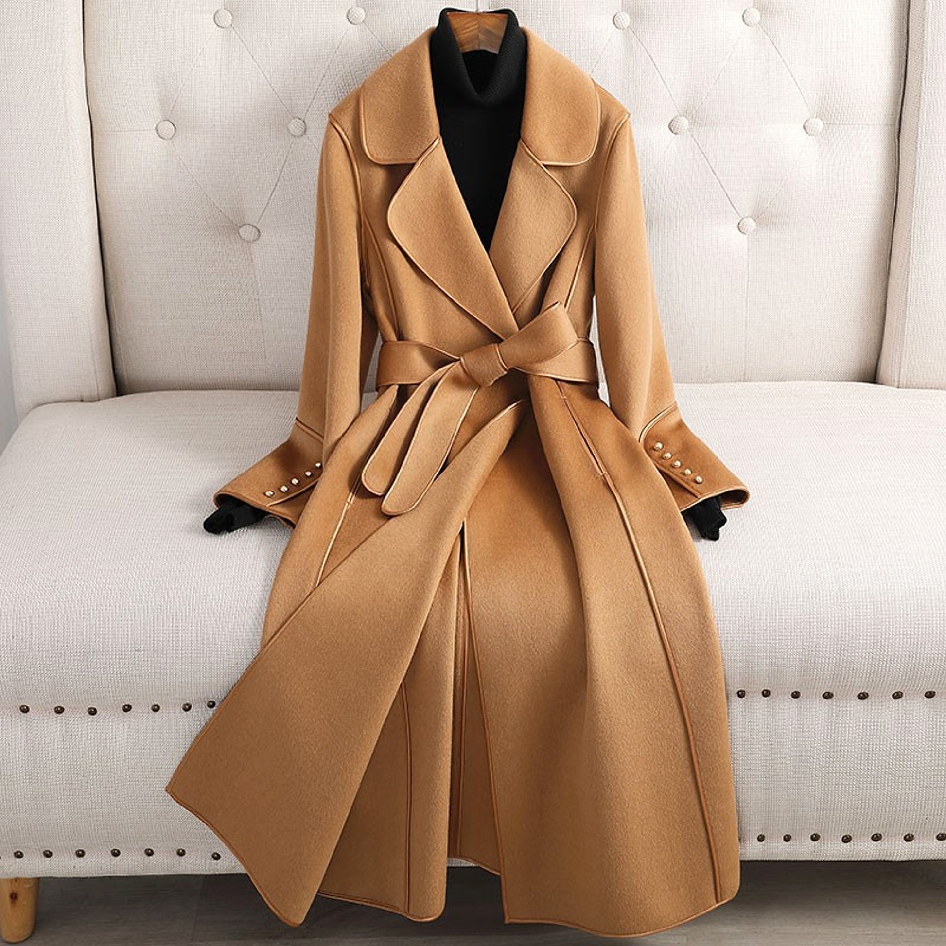 Women's Slim-Fit Wool Overcoat – Timeless Elegance & Comfort - enhanced image 3