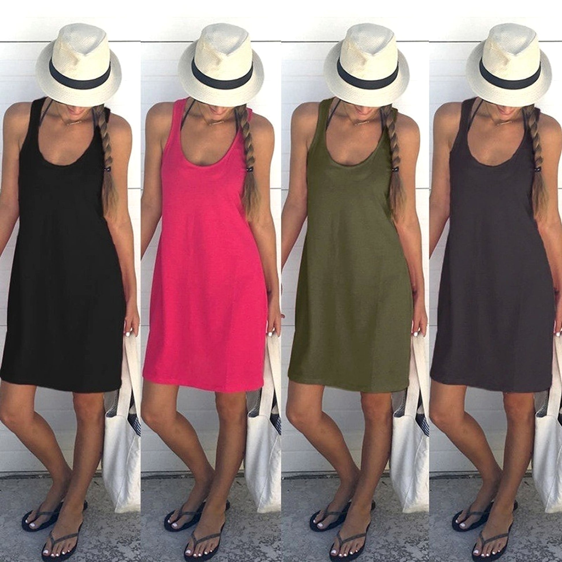 Casual Round Neck Cotton-Blend Dress (S–XL) - enhanced image 3