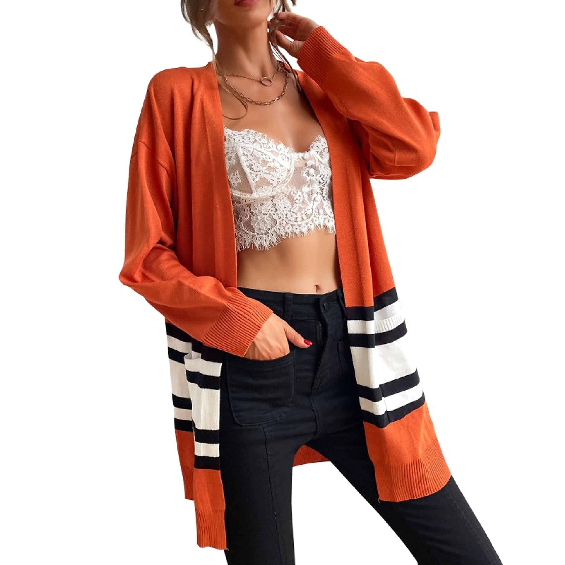 Women's Thin Loose And Thin Knitted Long-sleeved Sweater Coat - enhanced image 3