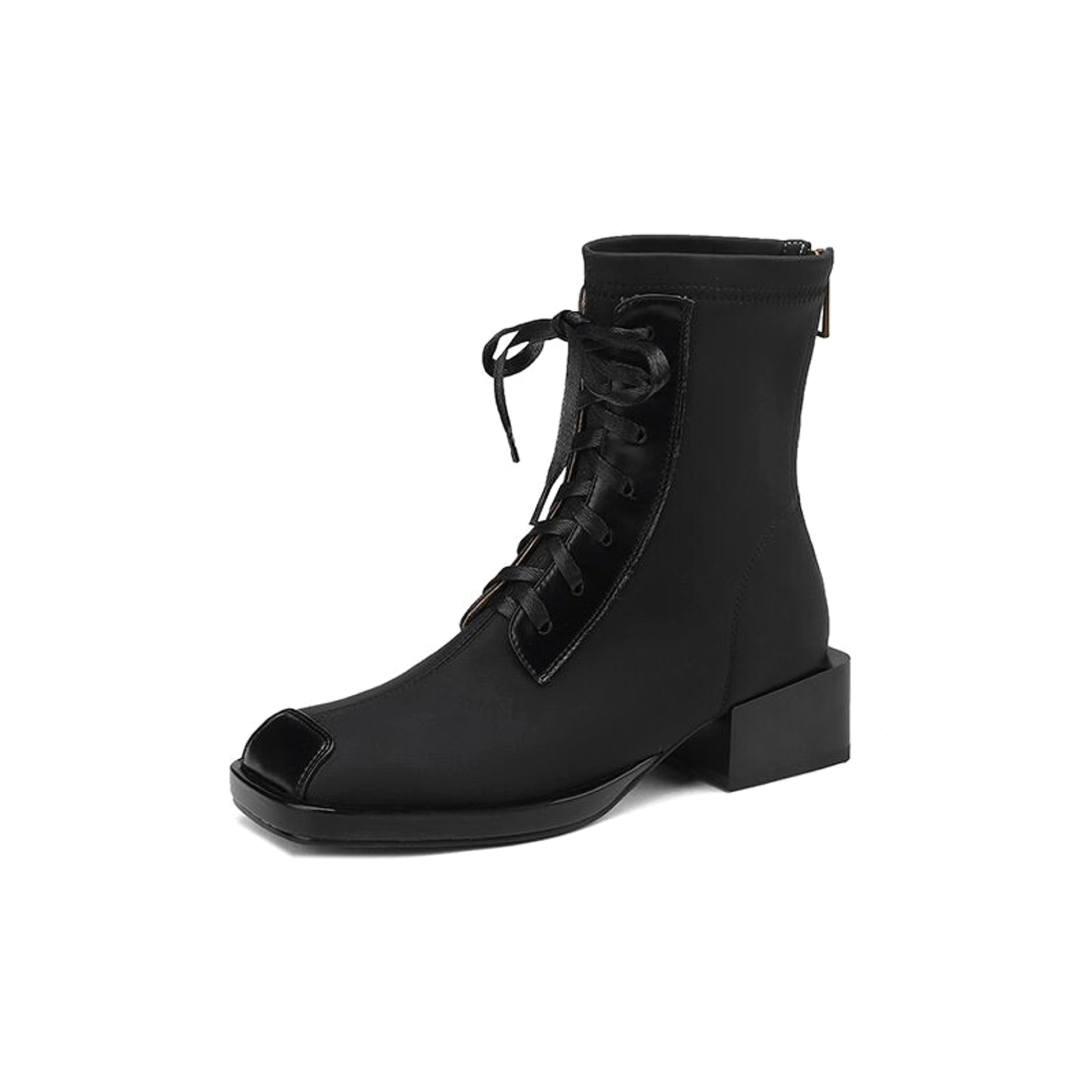 Women's Vintage Short Lace-up Skinny Stretch  Boots - enhanced image 3