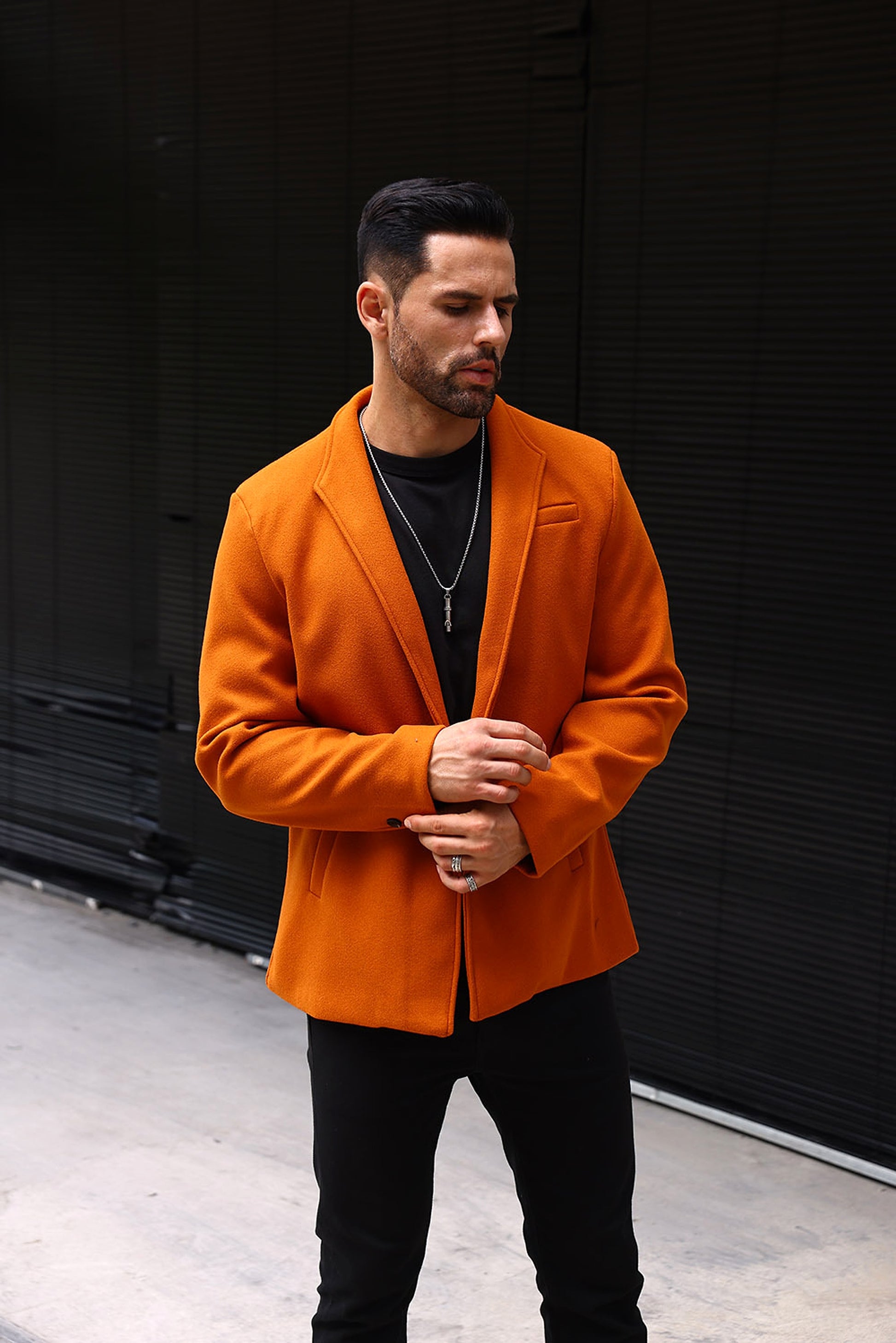 Wool British Polo Collar Solid Color Casual Trench Coat - enhanced image 3