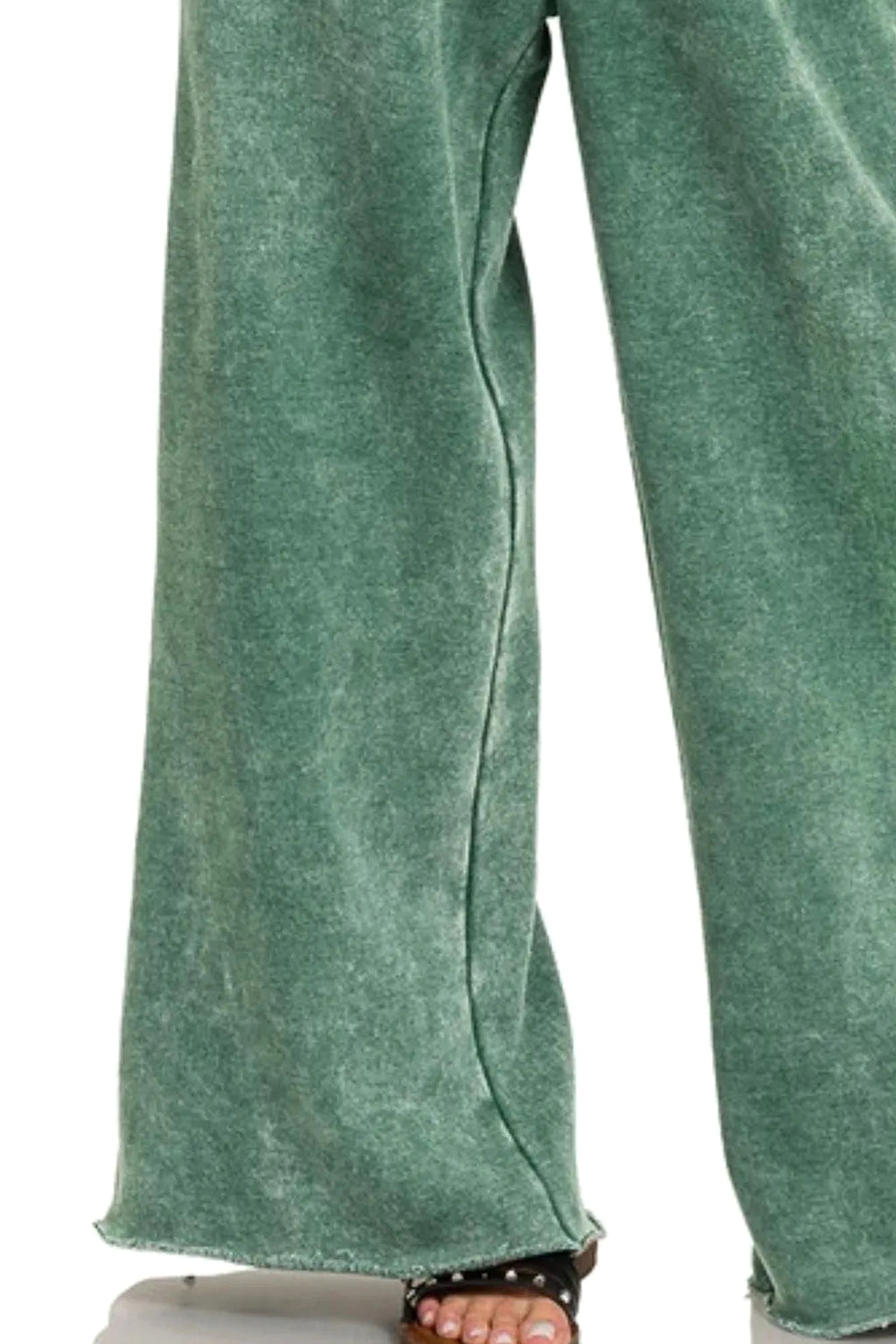 Zenana Acid Wash Fleece Palazzo Sweatpants with Pockets - enhanced image 3