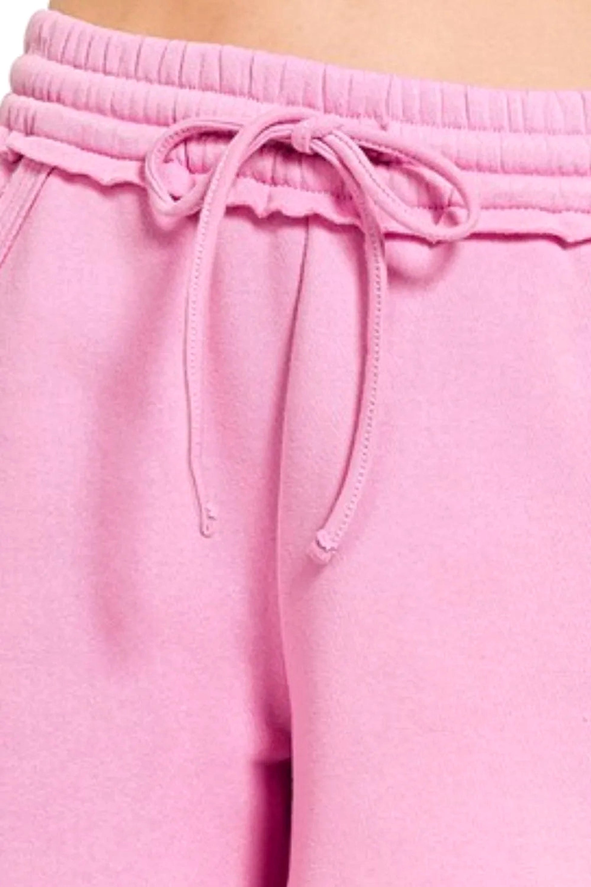 Zenana Fleece Raw Hem Shorts With Draw String - enhanced image 3