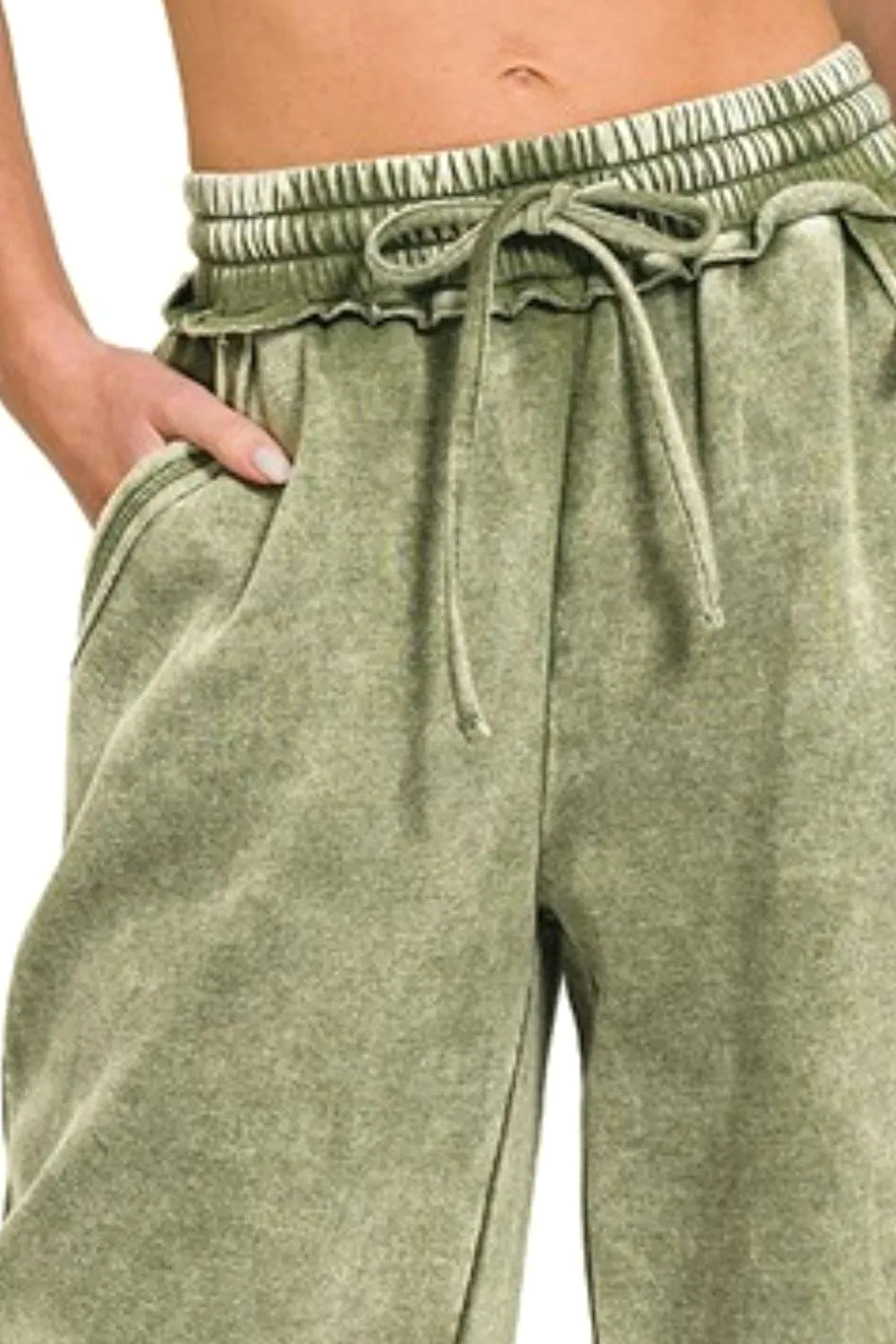 Zenana Full Size Acid Wash Fleece Palazzo Sweatpants with Pockets Plus Size - enhanced image 3