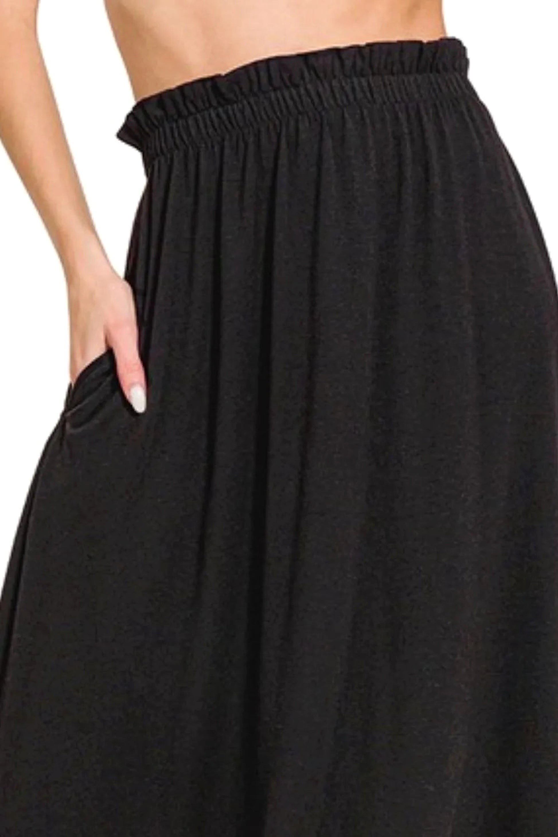 Zenana Paperbag Waist Midi Skirt With Pockets - enhanced image 3