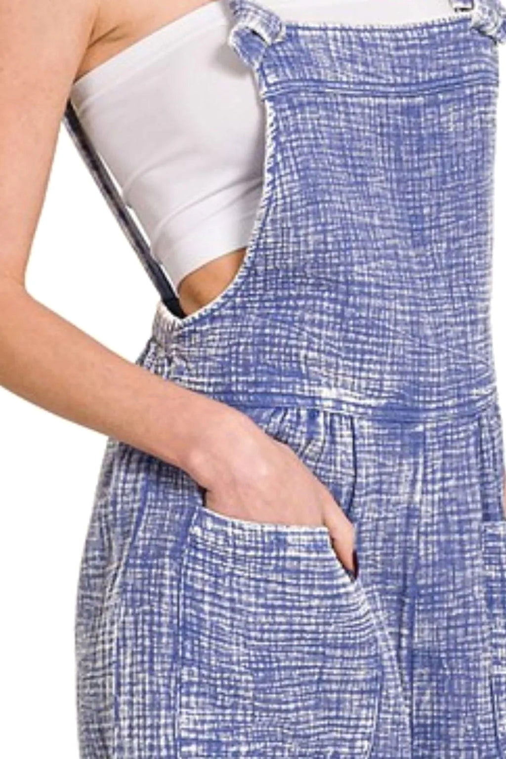 Zenana Woven Double Gauze Acid Washed Romper - enhanced image 3