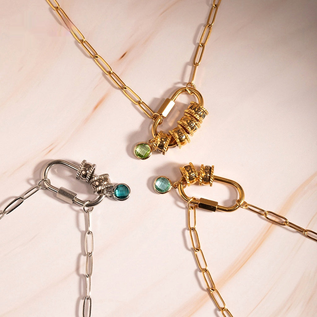 Personalized Birthstone & Name Paperclip Necklace – Elegant & Meaningful Jewelry - enhanced image 4
