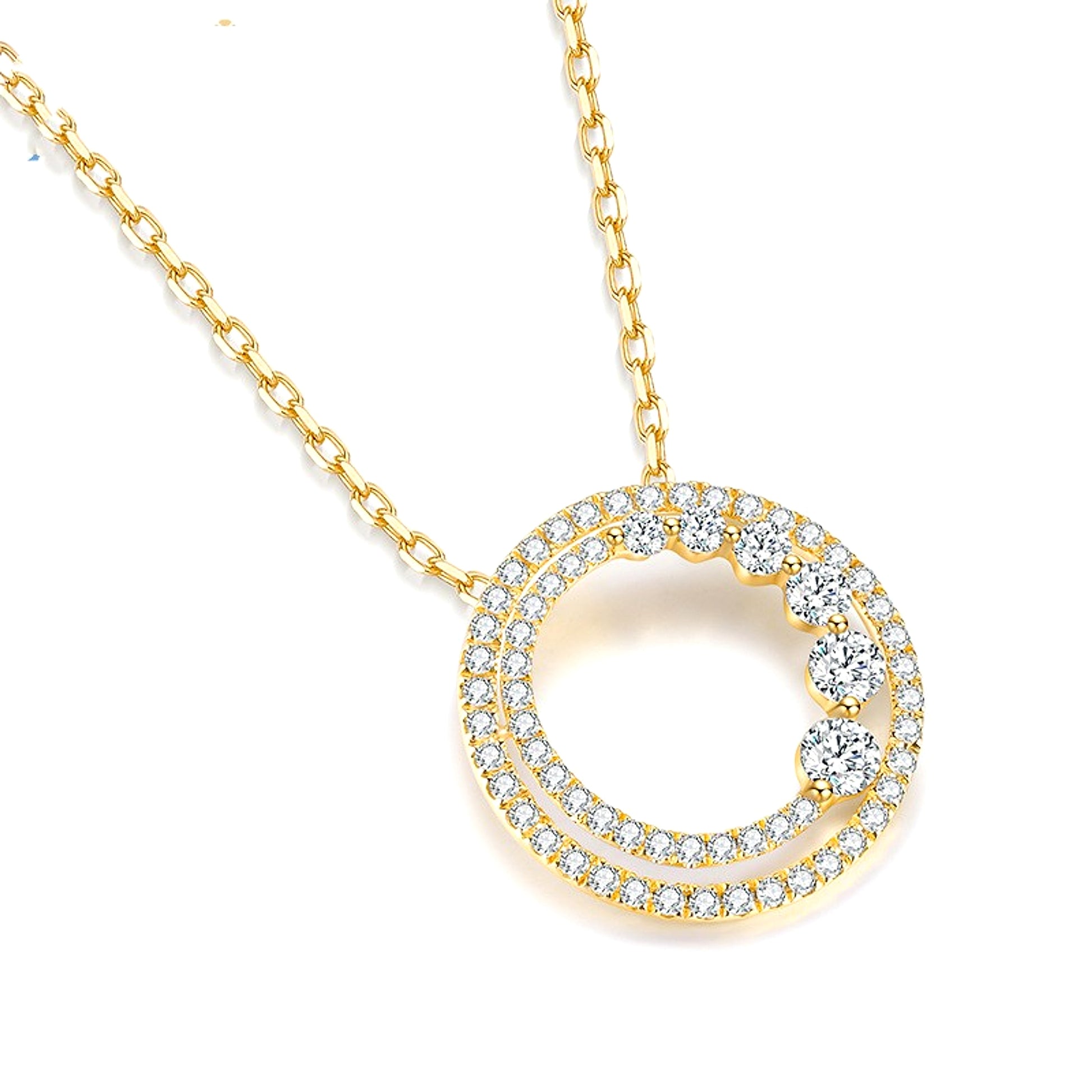 18K Gold Rose Gold Diamond Necklace Round - enhanced image 4