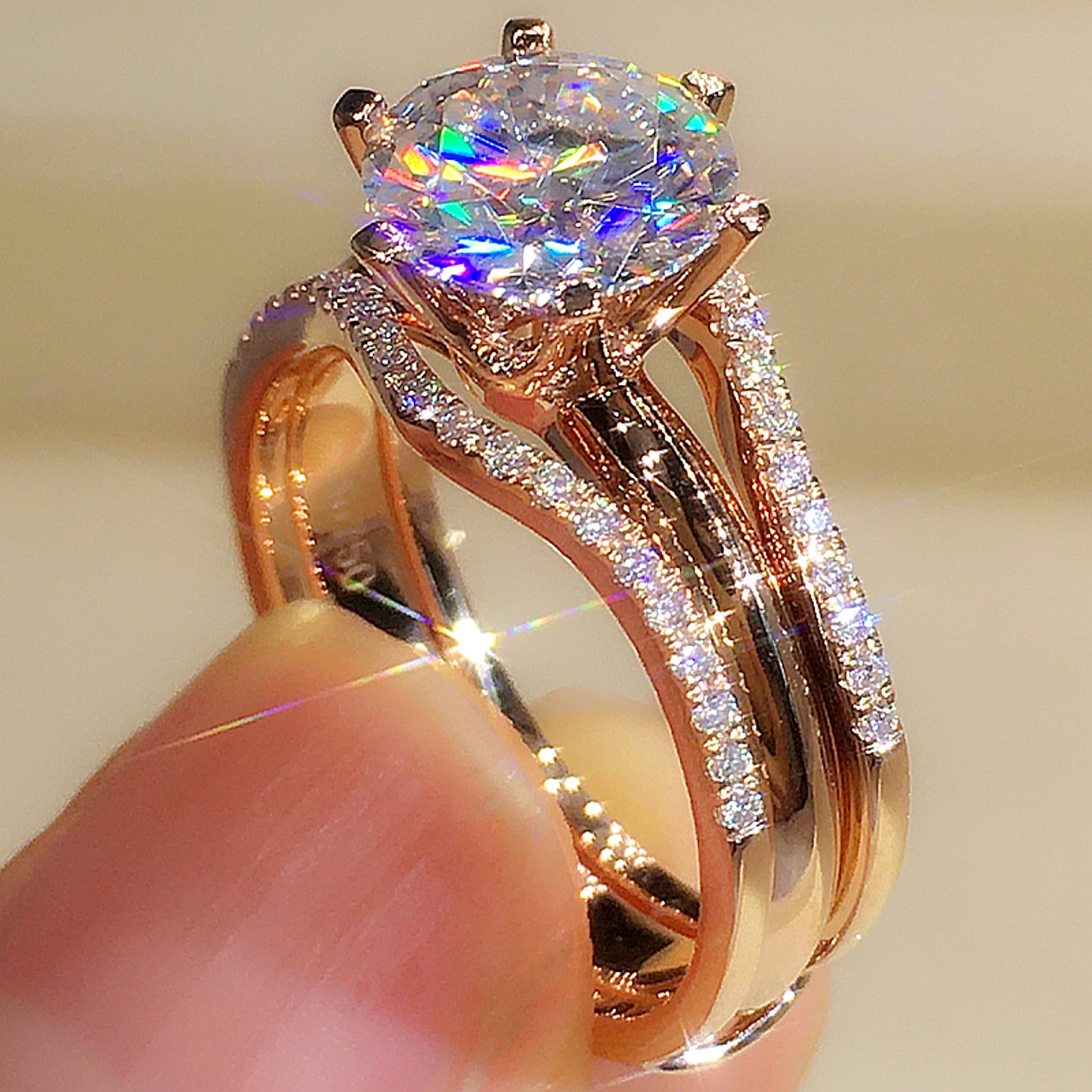 Versatile Elegance: 18K Gold Moissanite Ring Duo - enhanced image 4