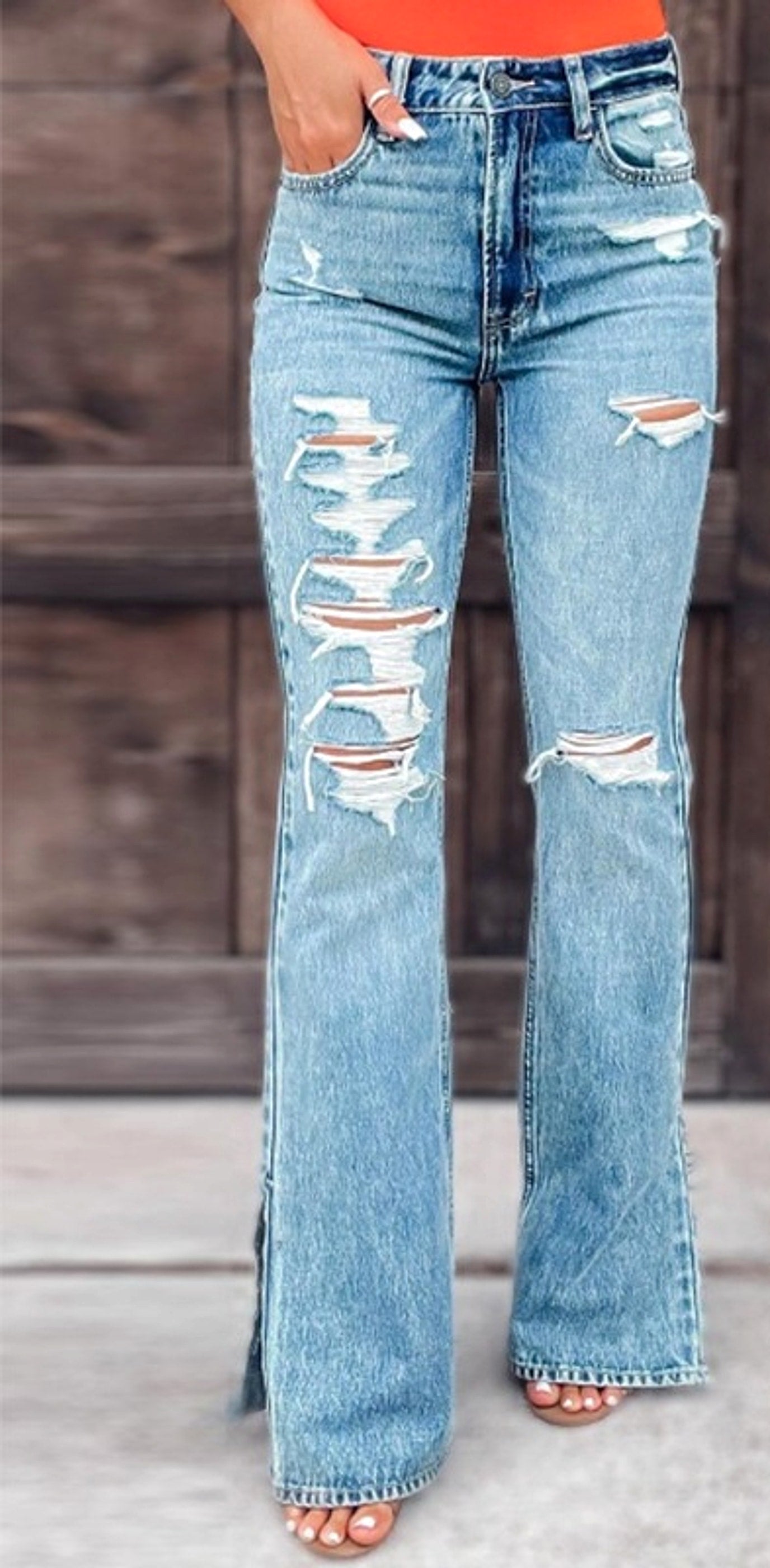 25 Edition – High Waist Ripped Split Stretch Jeans for Women - enhanced image 4