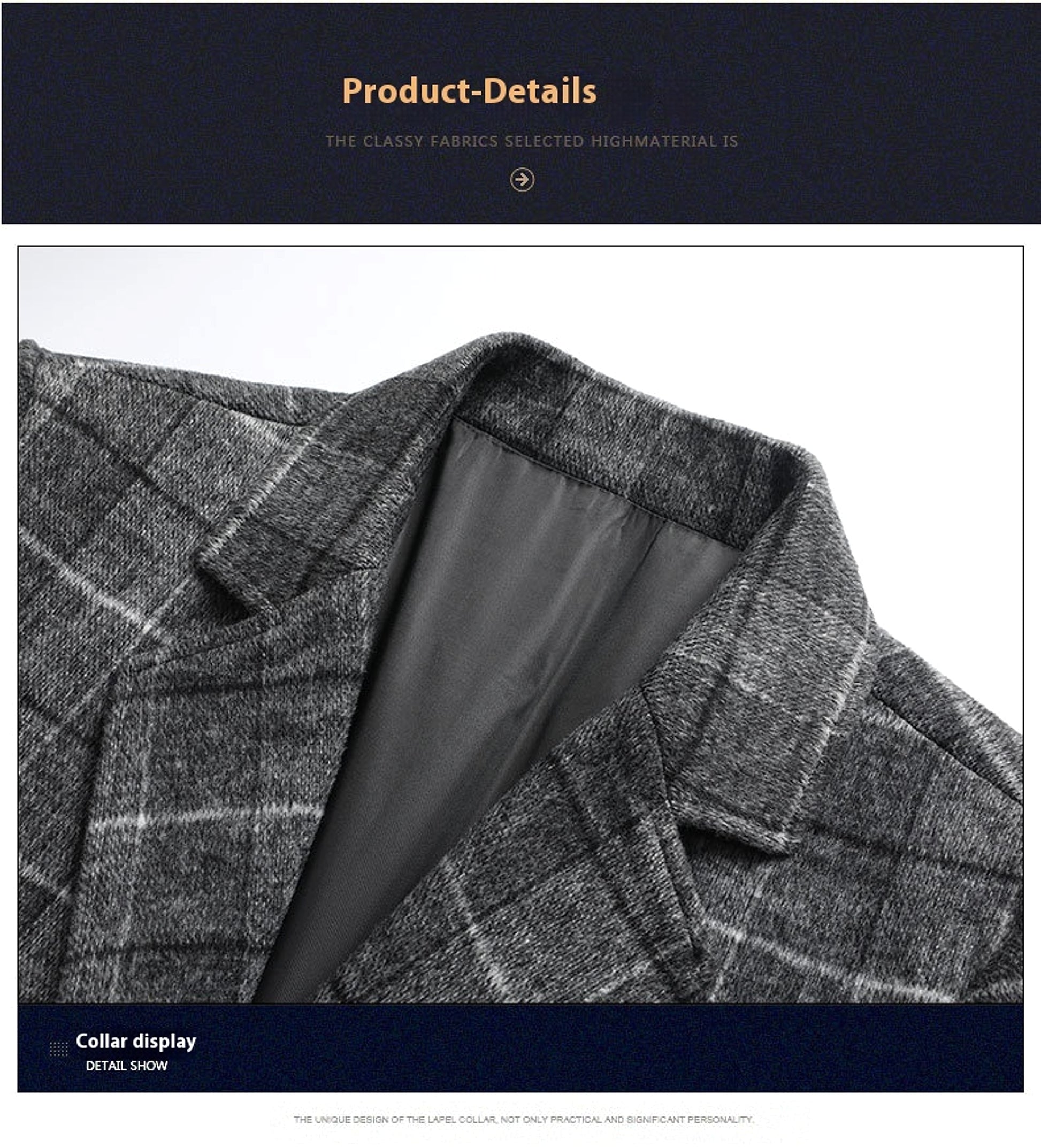 25 Edition – Men’s Wool-Blend Plaid Business Overcoat (Mid-Length) - enhanced image 4