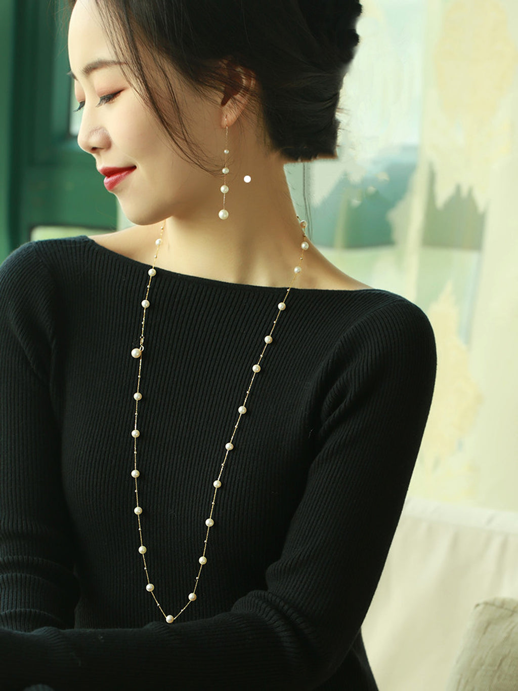 5.5-7.5mm Freshwater Pearl Gypsophila Necklace - enhanced image 4