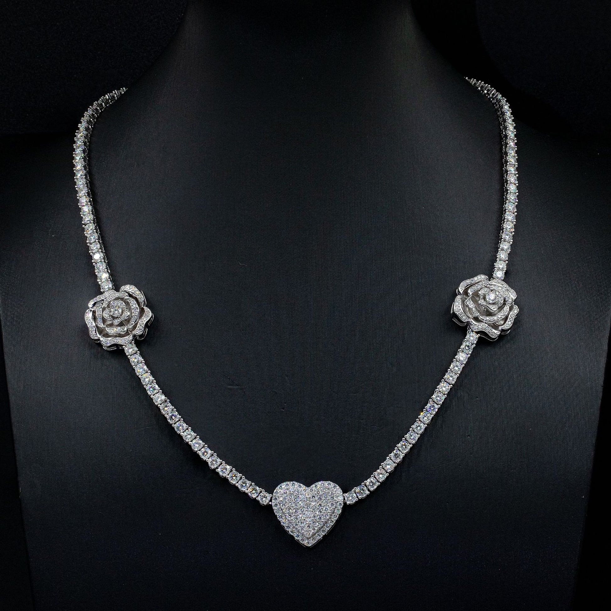 925 Silver Set Moissani Hip-hop Personalized Rose Necklace - enhanced image 4
