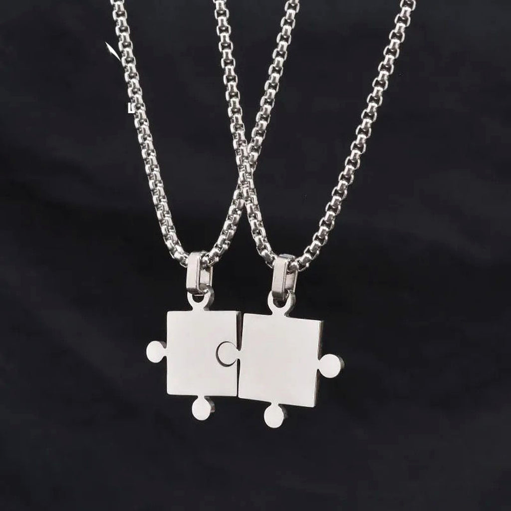 A Pair Of Puzzle Lettering Commemorative Pendant Necklace - enhanced image 4
