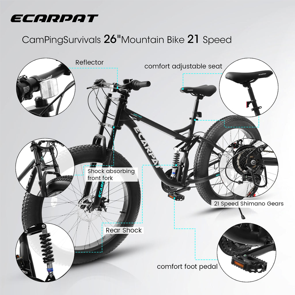 Ruffryde Ecarpat™ – 26" Full Suspension MTB (21-Speed, Dual Disc, Black) - enhanced image 4