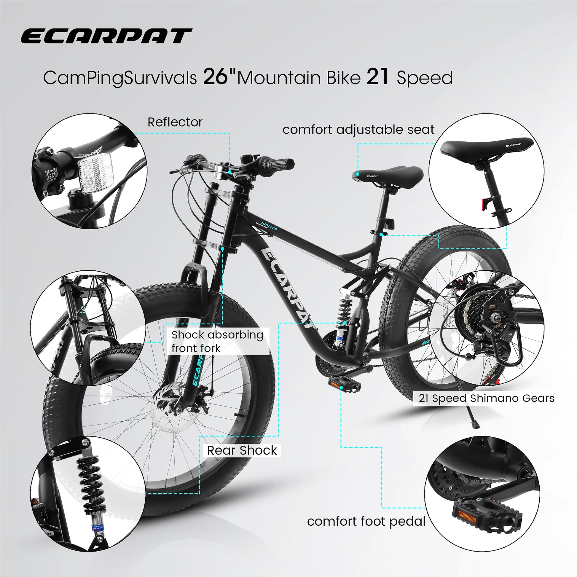 Ruffryde Ecarpat™ – 26" Full Suspension MTB (21-Speed, Dual Disc, Black) - enhanced image 4