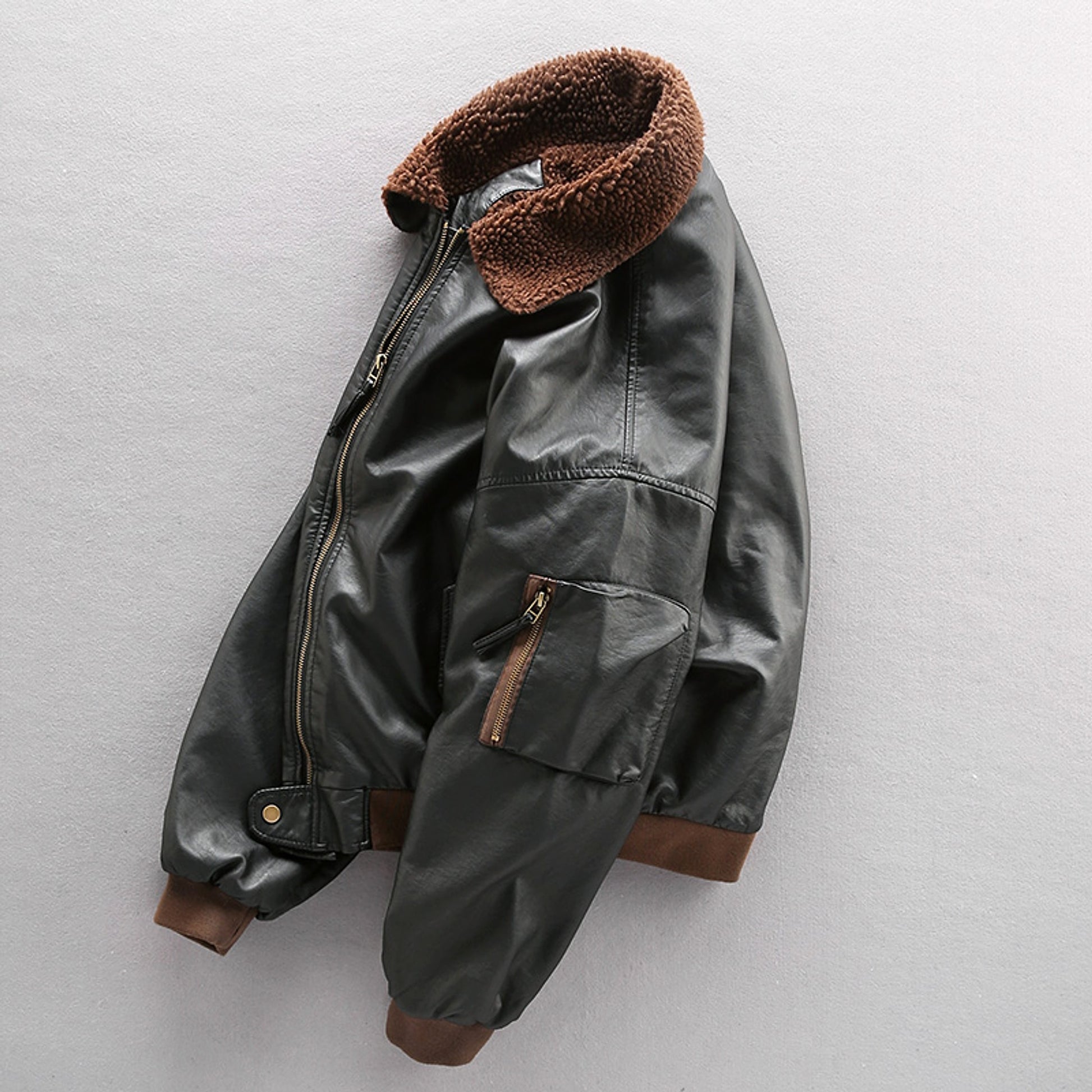 Royal Air Force Pilot Fleece-lined Thick Leather Coat Men's Leather Jacket Coat - enhanced image 4