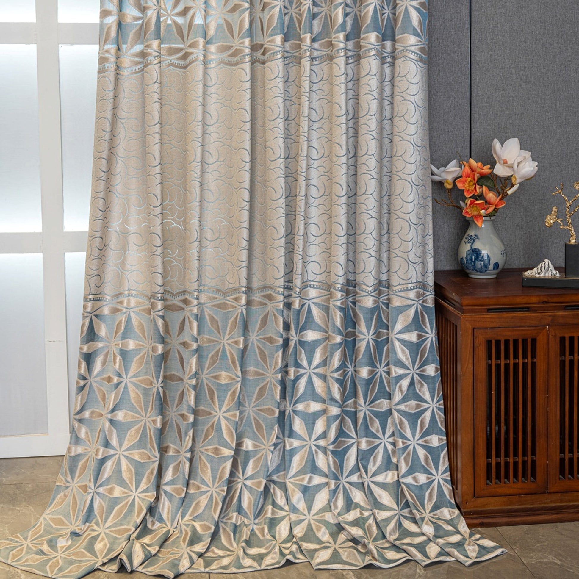 AliciaDrape™ – American Jacquard Curtain in Ice Blue - enhanced image 4