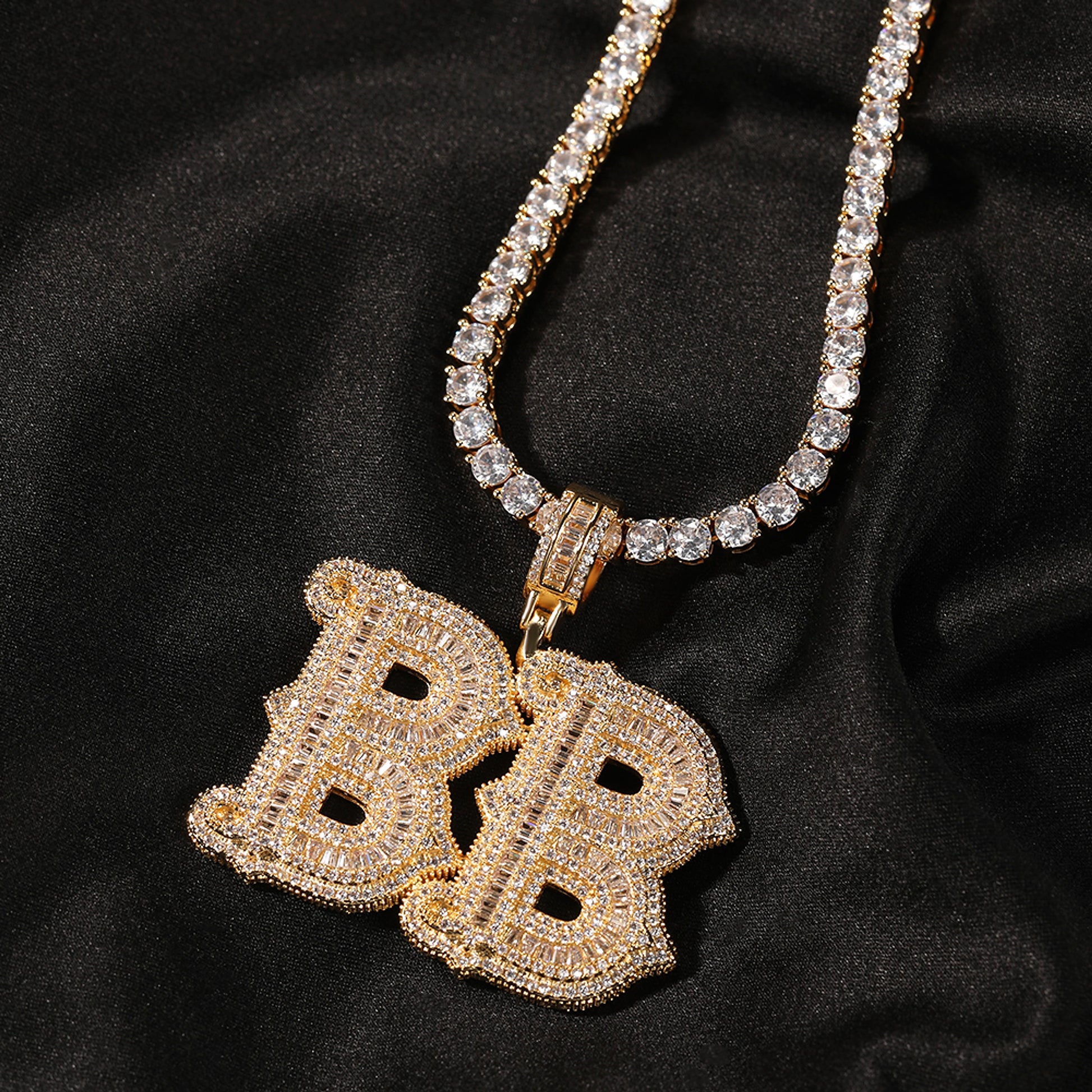 Hip-Hop Iced Out Alphabet Pendant Necklace – Bling Statement Jewelry - enhanced image 4