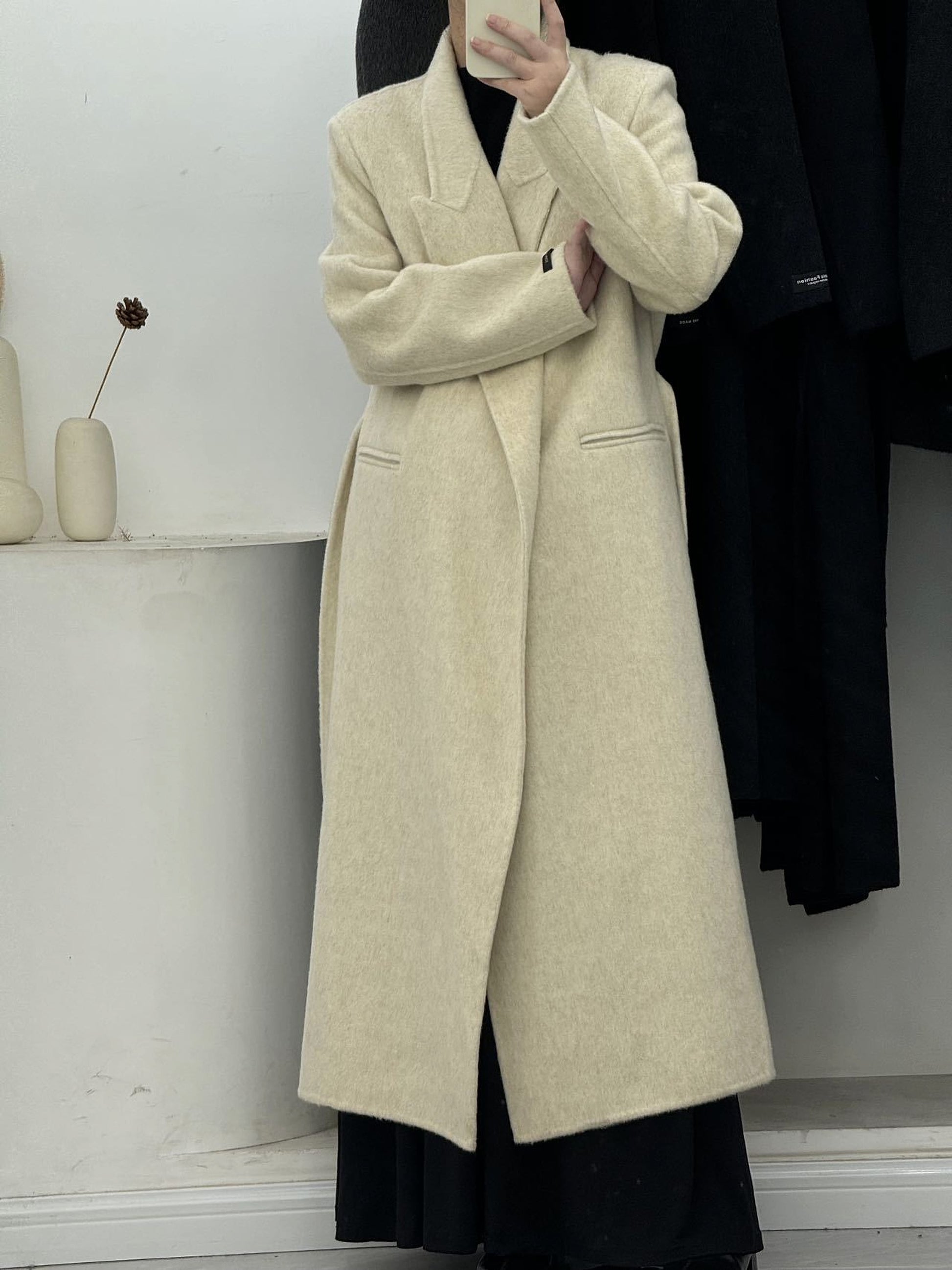 Angora Red Women's Loose Double-Sided Wool Overcoat – Elegant & Cozy - enhanced image 4