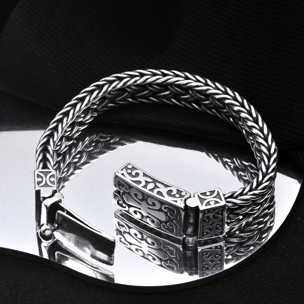 Antique Wide Braided Bracelet Men's Thick Tide Brand Generous Ring Buckle - enhanced image 4