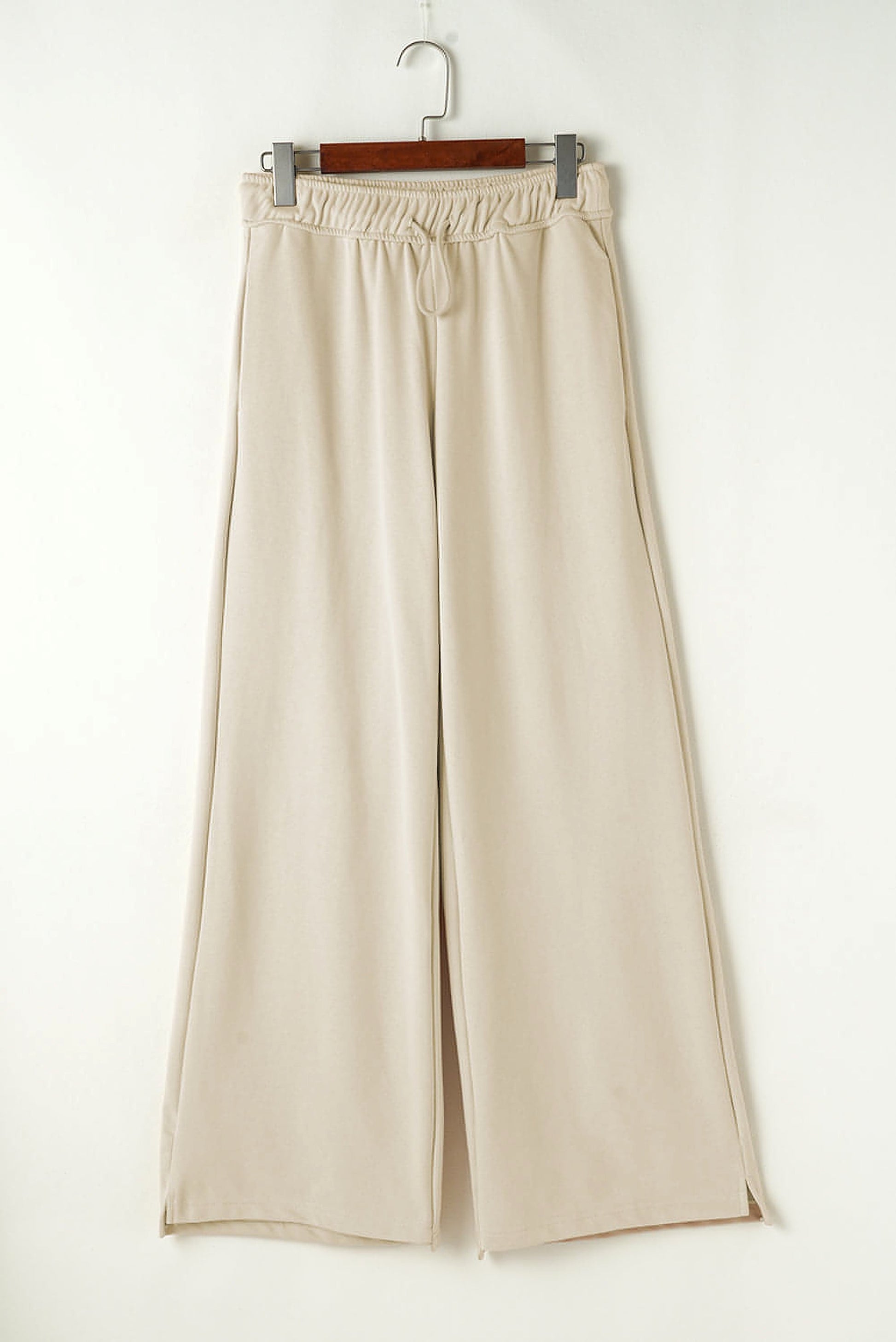 Apricot Loop Drawstring Casual Wide Leg Pants - enhanced image 4