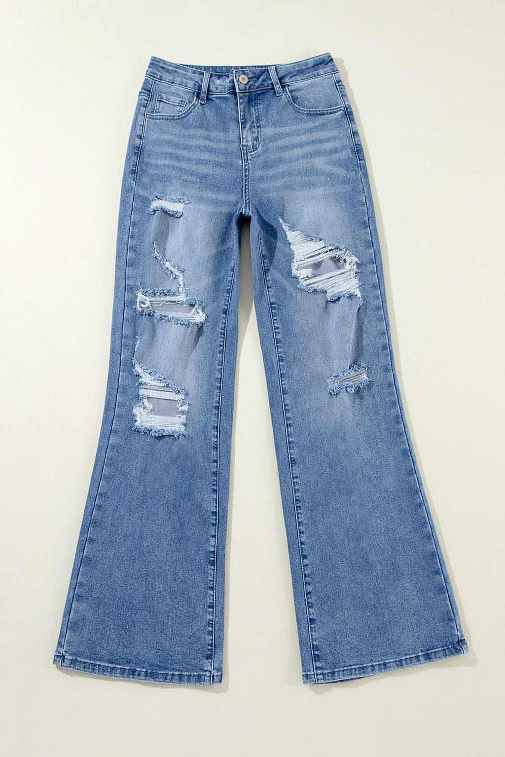 Ashleigh Blue Acid Wash Distressed Wide Leg High Waist Jeans - enhanced image 4