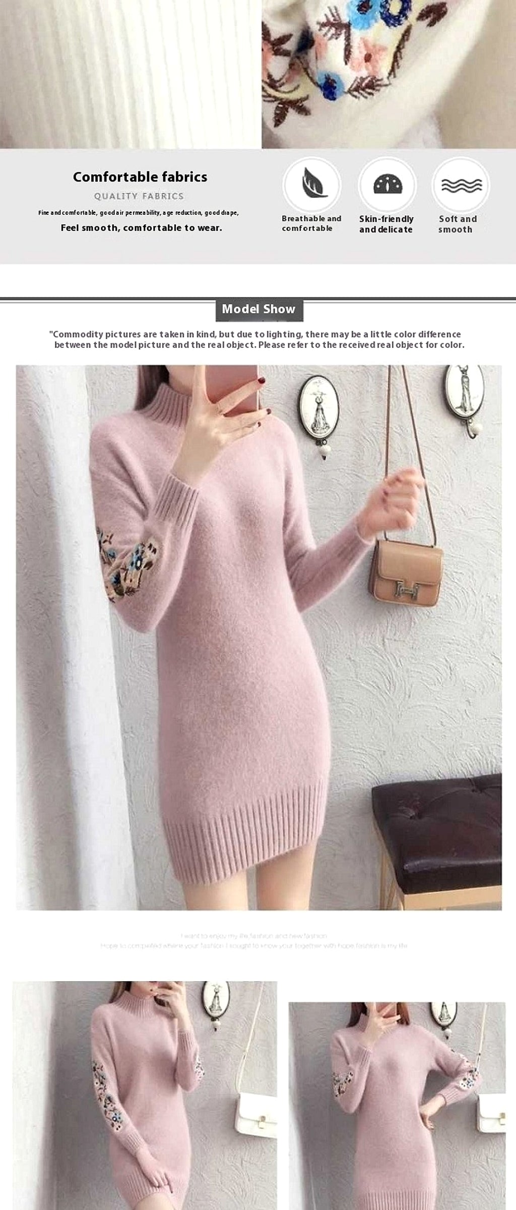 Autumn And Winter Fleece-lined Thickened Woolen Dress Sweater - enhanced image 4