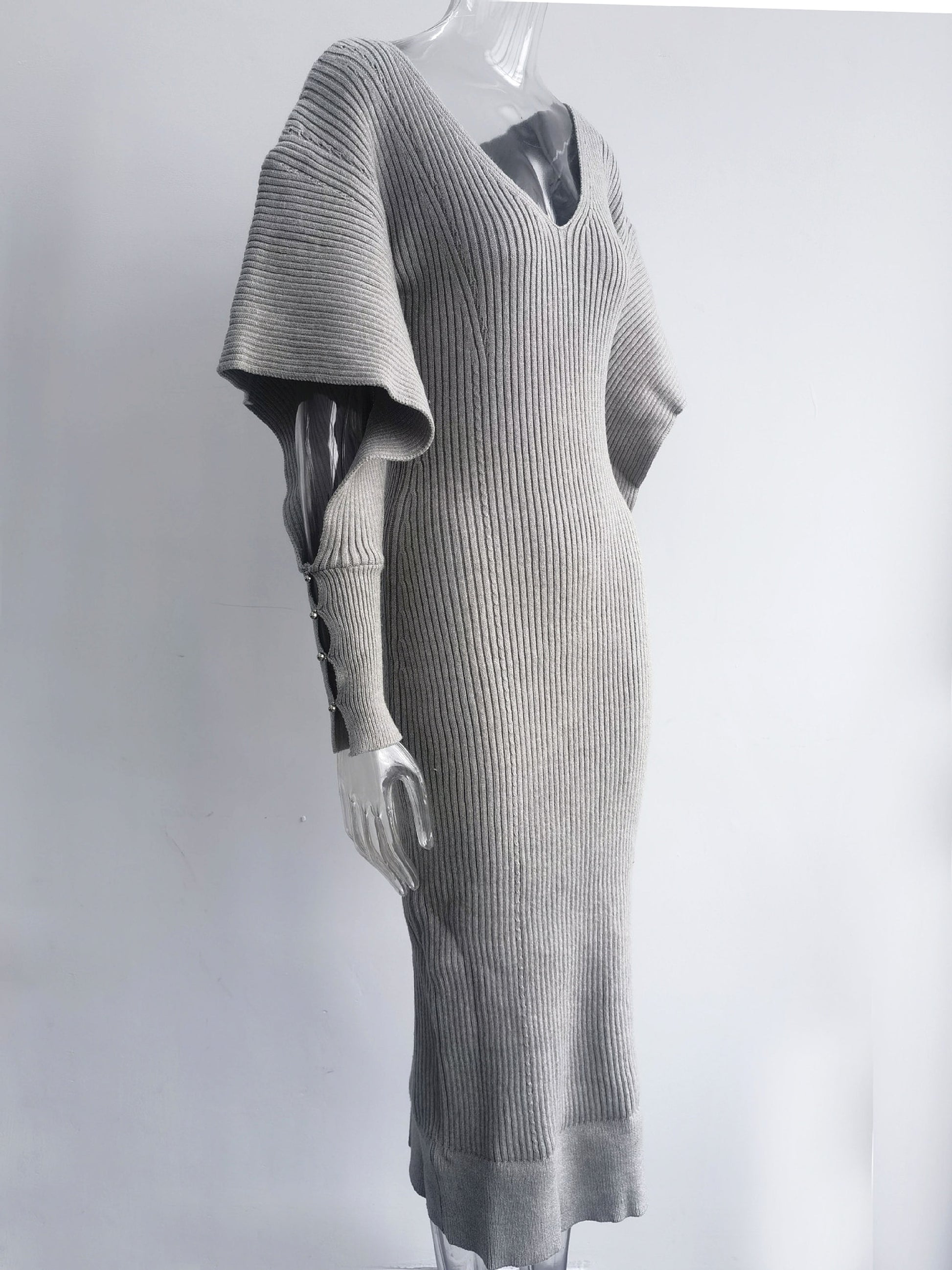 Autumn And Winter Urban Wind Casual Dolman Sleeve Wool Dress - enhanced image 4