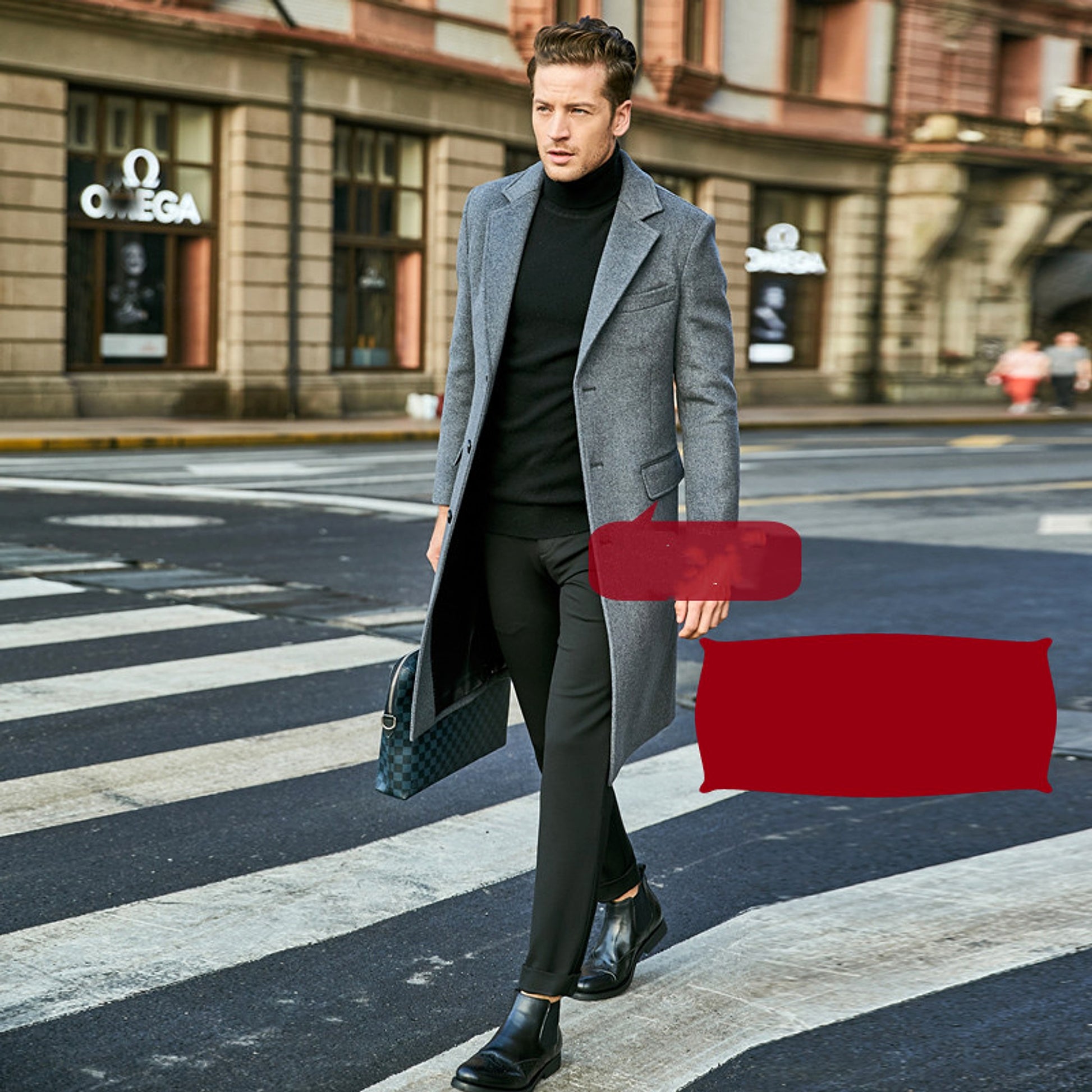 Autumn And Winter Woolen Coat Men's Wool Mid-Length Trench Coat Over The Knee - enhanced image 4