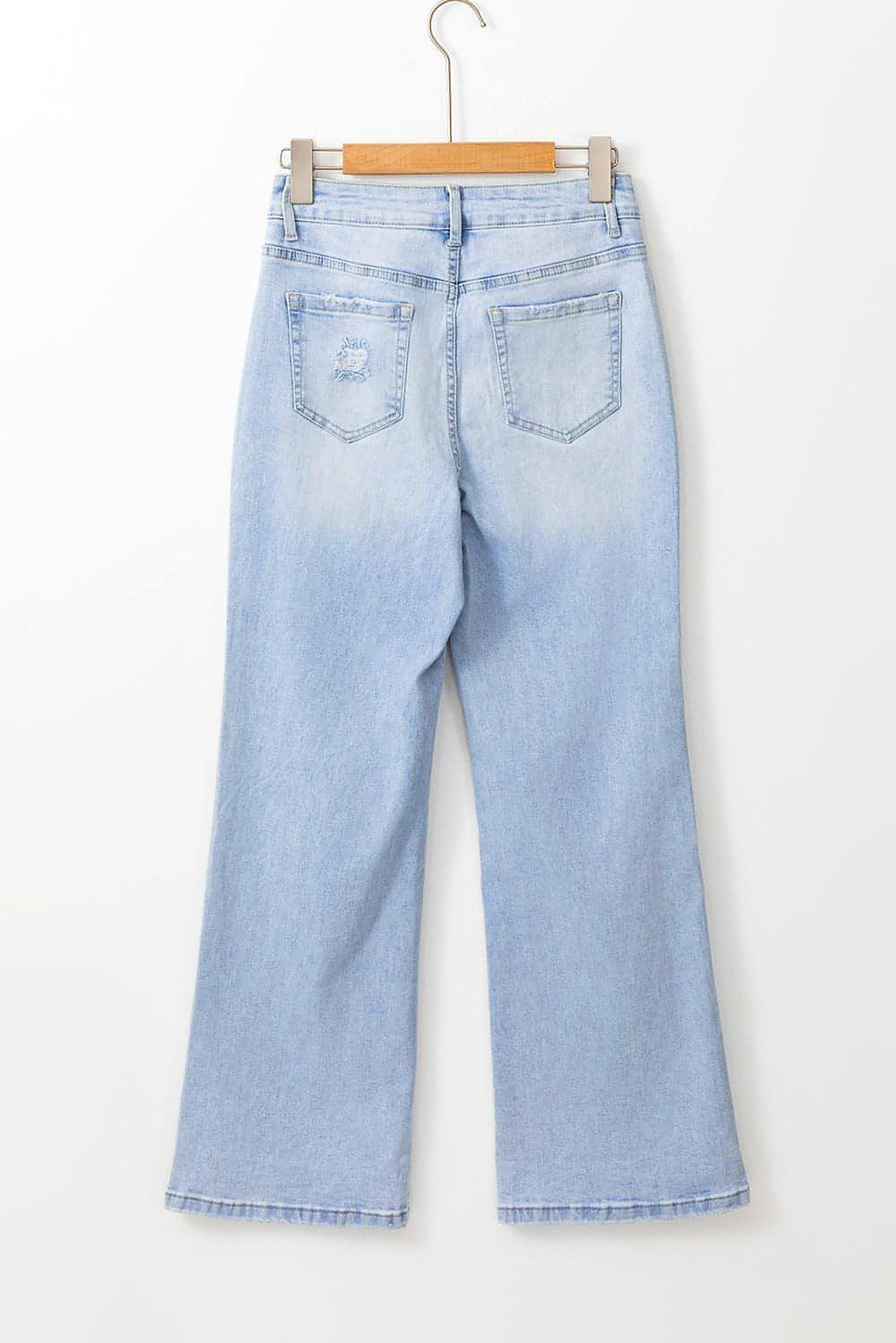 Beau Blue Vintage Light Wash Distressed Flare Jeans - enhanced image 4